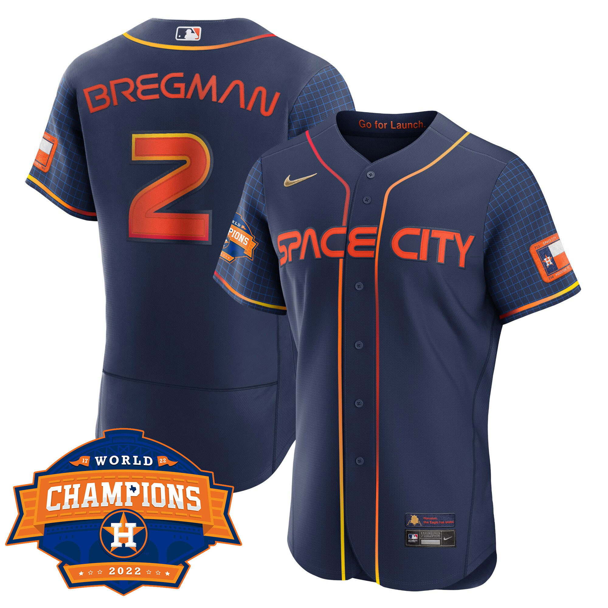 Alex Bregman Youth's Houston Astros 2022 World Series Champions Patch Limited Flex Space City Jersey - All Stitched