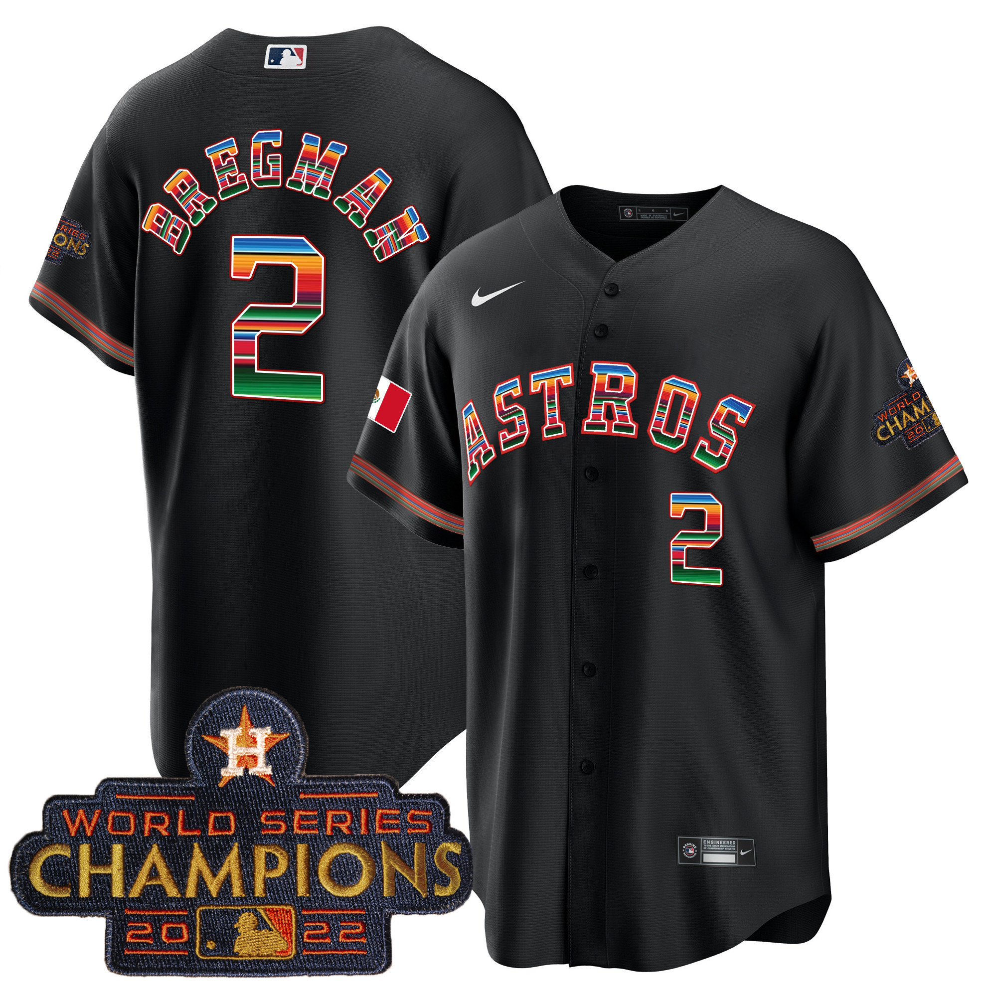 Alex Bregman Youth's Houston Astros Mexico Cool Base Limited Black Jersey - All Stitched