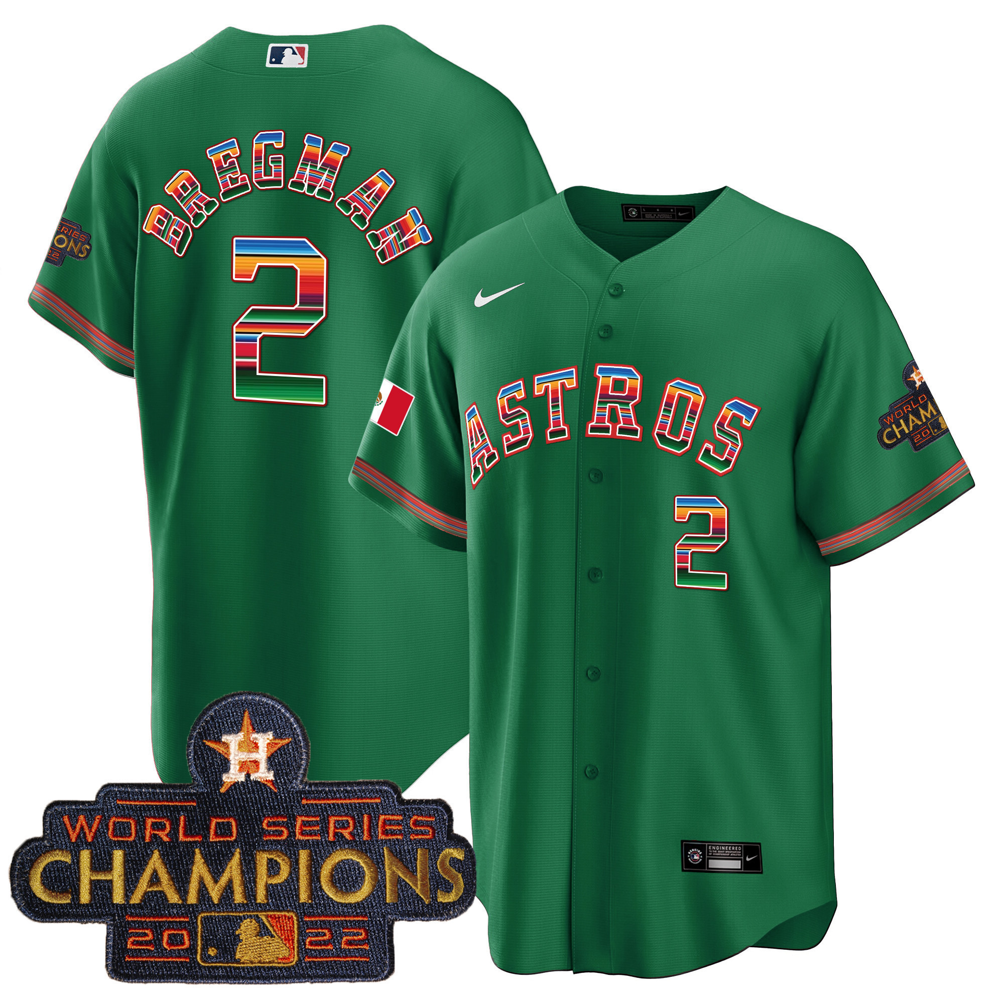 Alex Bregman Youth's Houston Astros Mexico Cool Base Limited Green Jersey - All Stitched