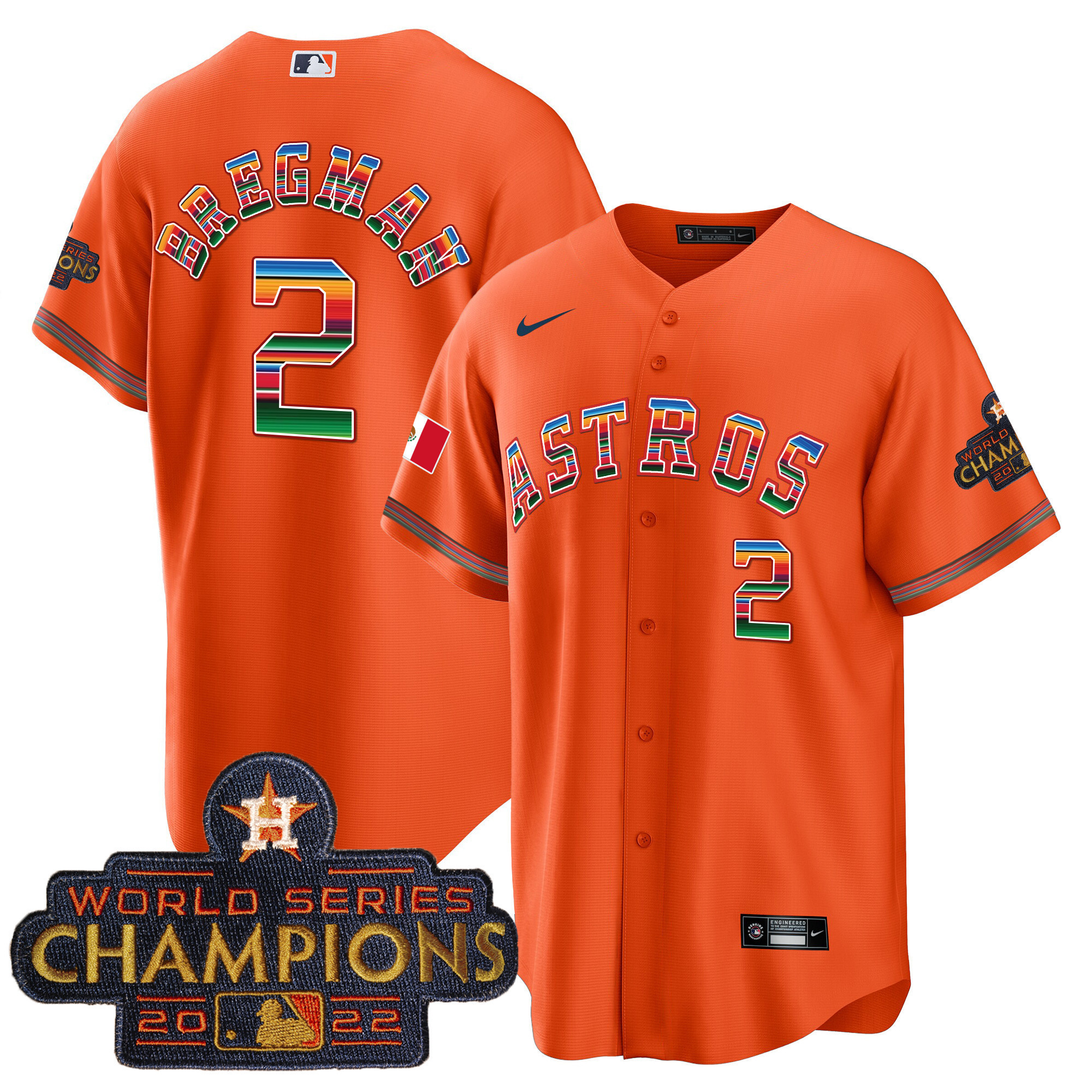 Alex Bregman Youth's Houston Astros Mexico Cool Base Limited Orange Jersey - All Stitched