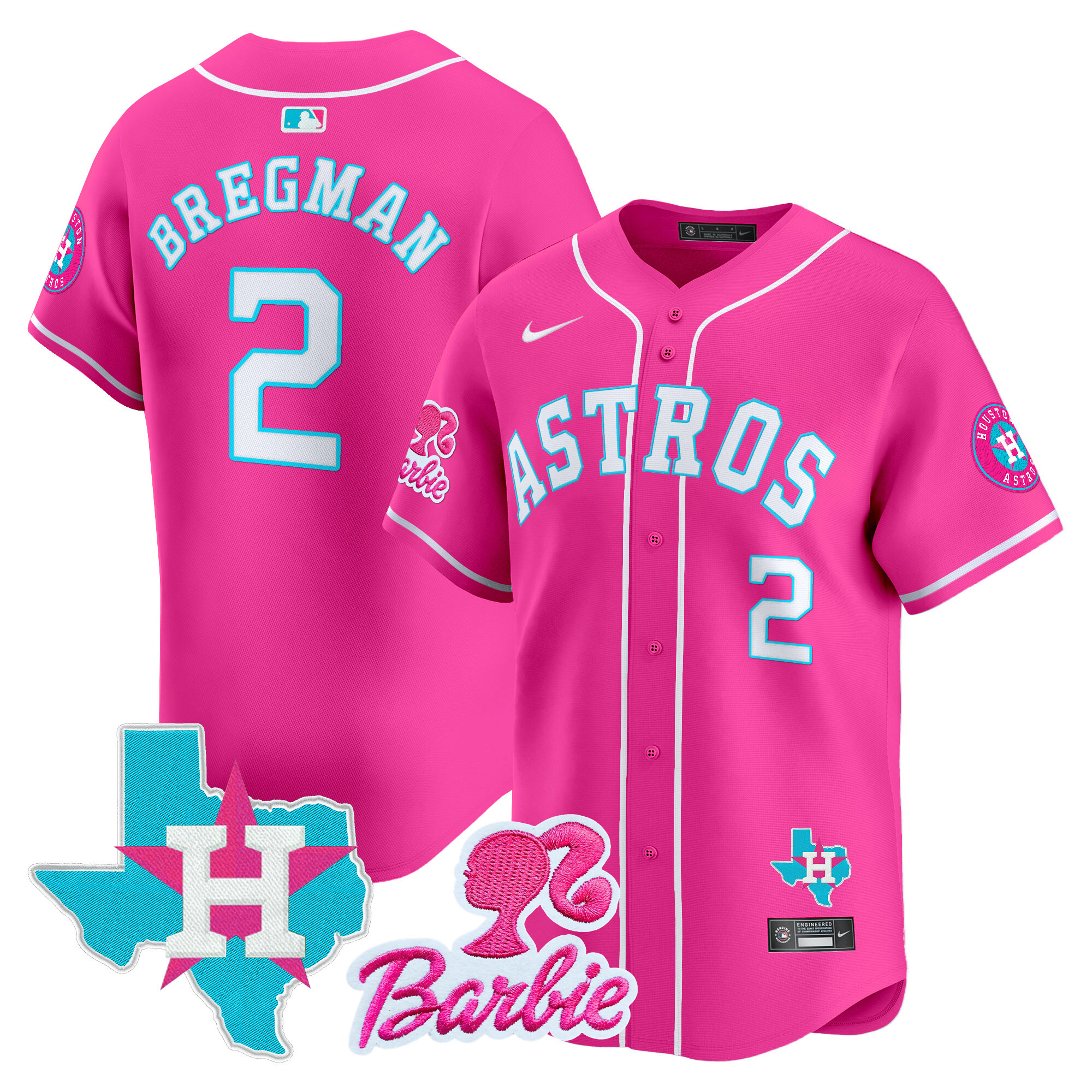 Alex BregmanUnisex Houston Astros Barbie Patch Vapor Premier Limited Pink Jersey - All Stitched