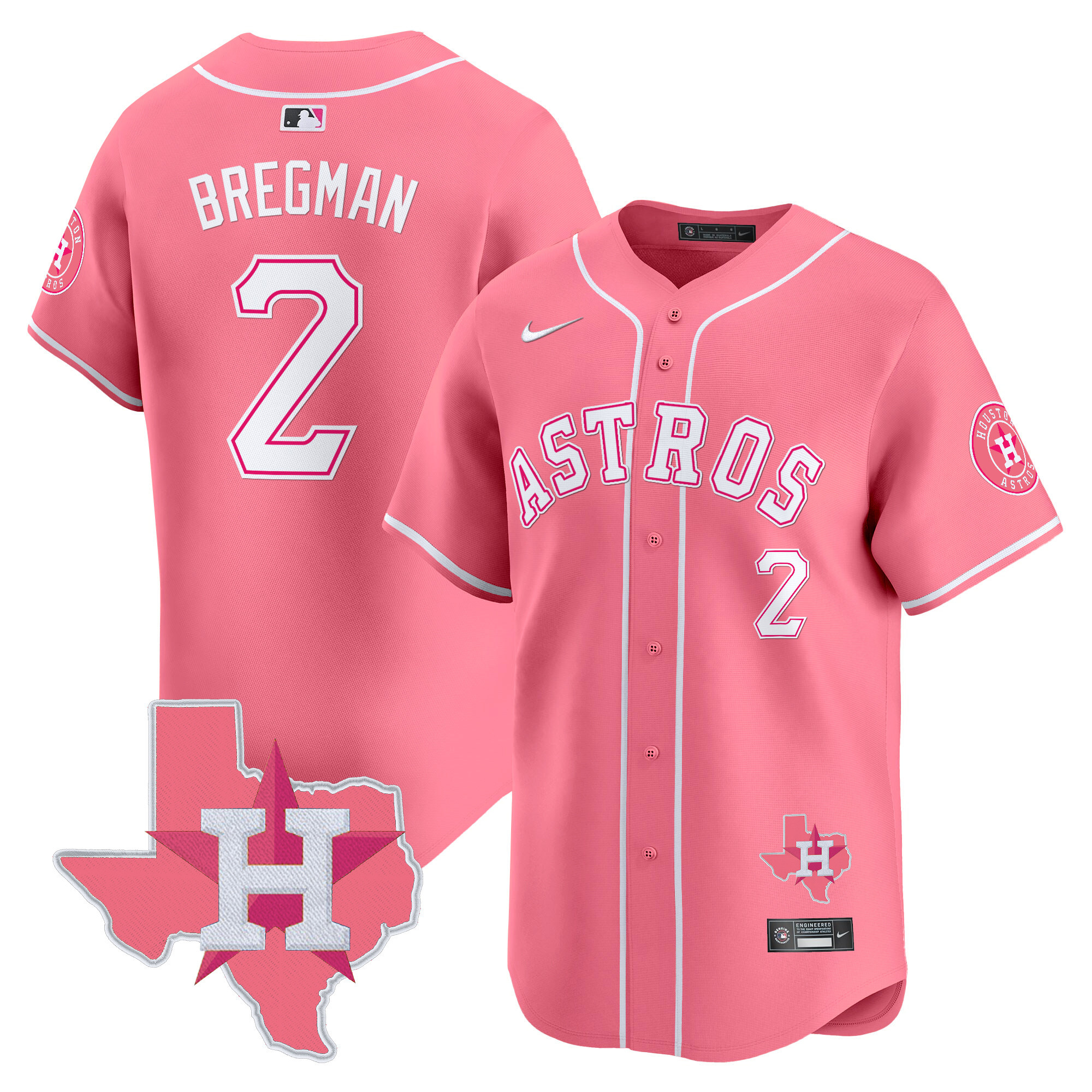 Alex BregmanUnisex Houston Astros Bubblegum Pink Vapor Premier Limited Pink Jersey V2 - All Stitched