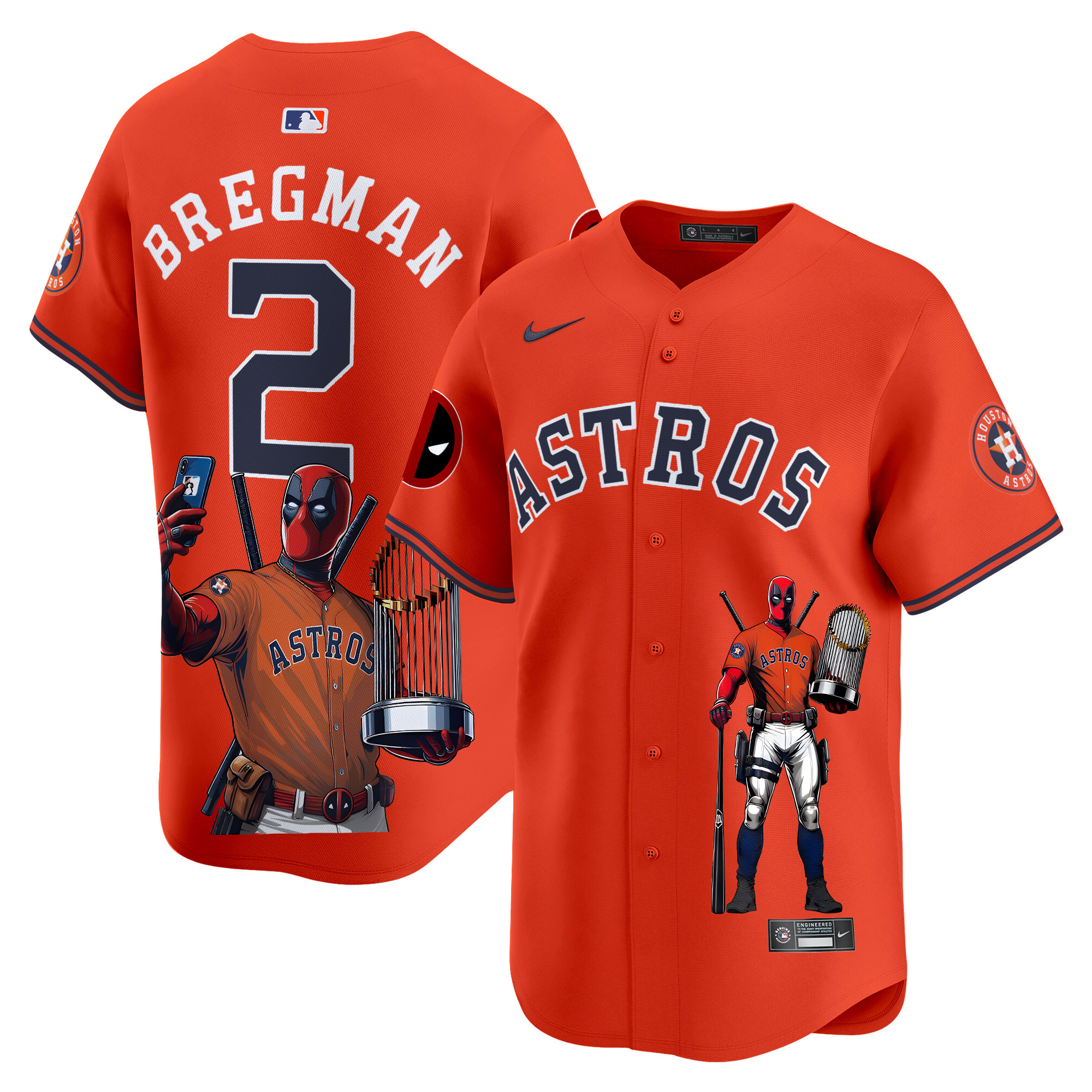 Alex BregmanUnisex Houston Astros Deadpool Vapor Premier Limited Orange Jersey - Printed
