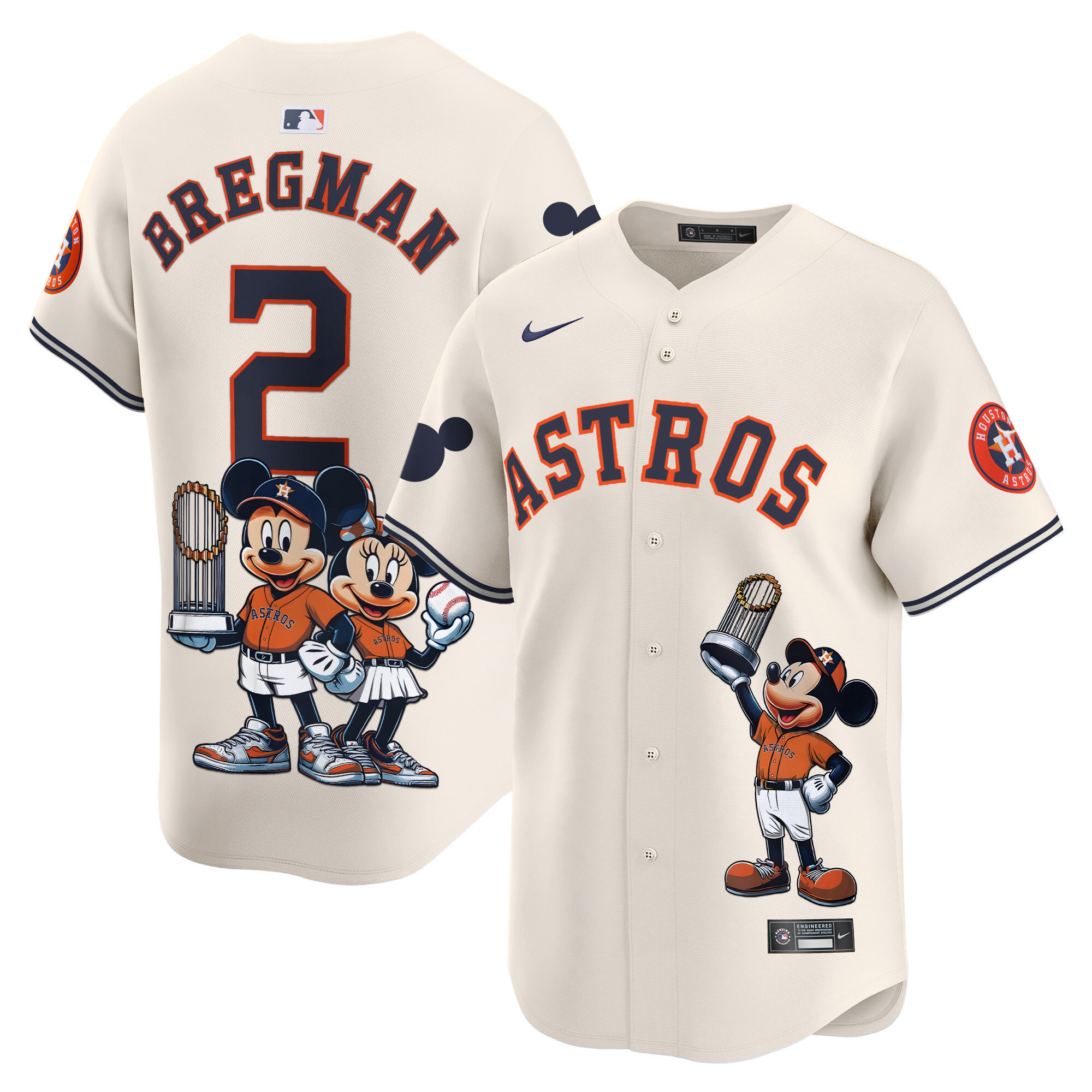 Alex BregmanUnisex Houston Astros Mickey Houston Vapor Premier Limited Cream Jersey - Printed