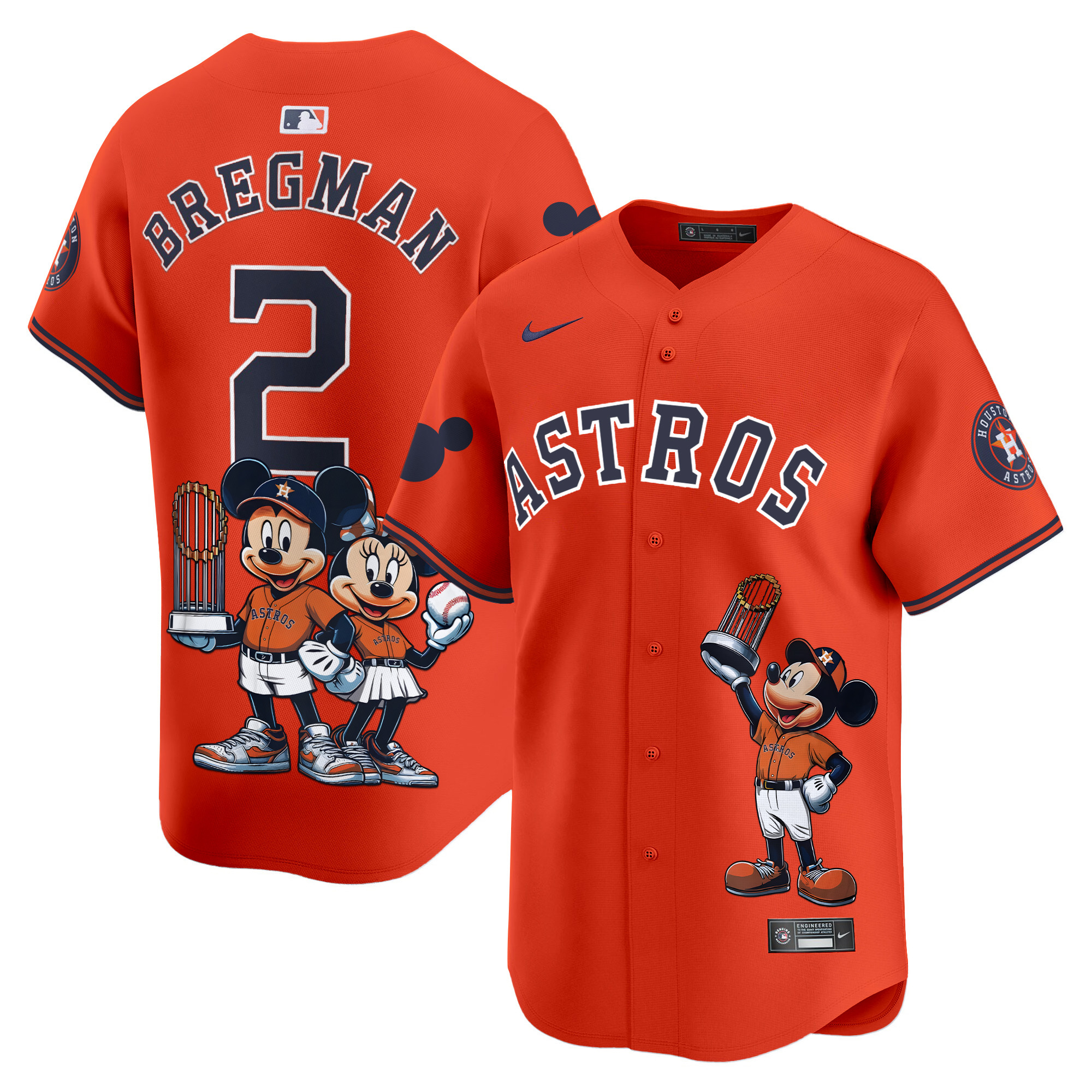 Alex BregmanUnisex Houston Astros Mickey Houston Vapor Premier Limited Orange Jersey - Printed
