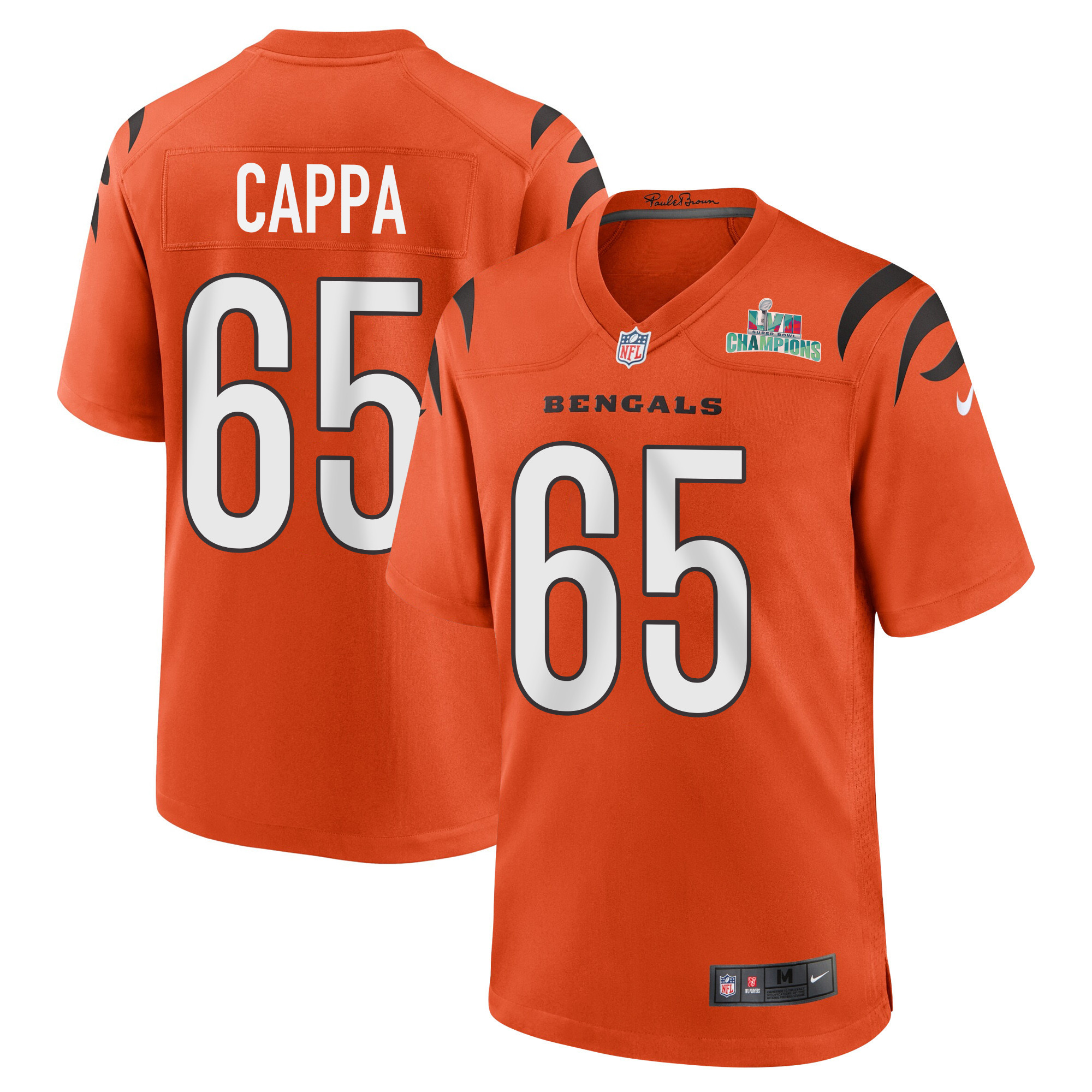 Alex Cappa 65 Cincinnati Bengals Super Bowl LVII Champions Men Alternate Game Stitched Jersey – Orange