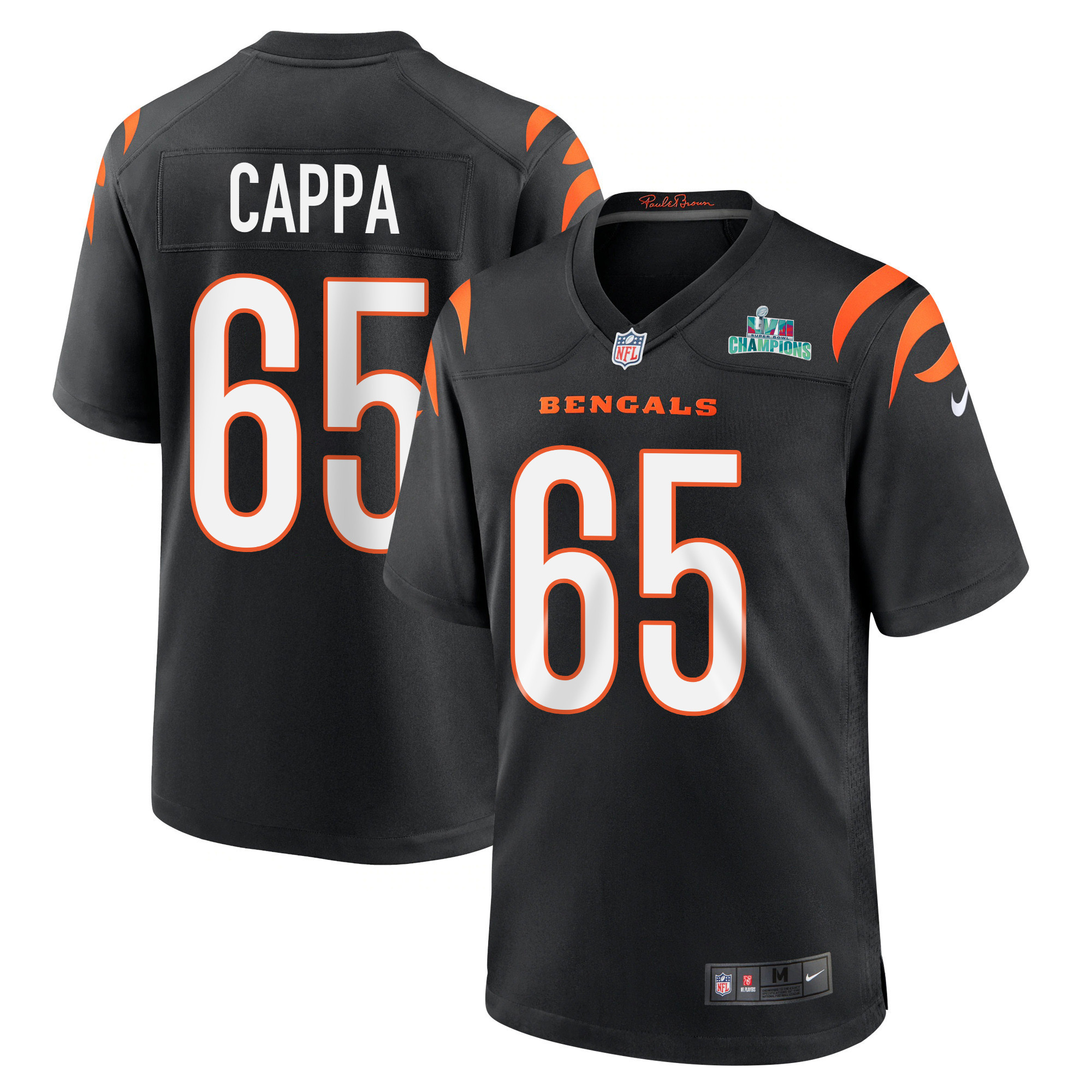 Alex Cappa 65 Cincinnati Bengals Super Bowl LVII Champions Men Game Stitched Jersey – Black