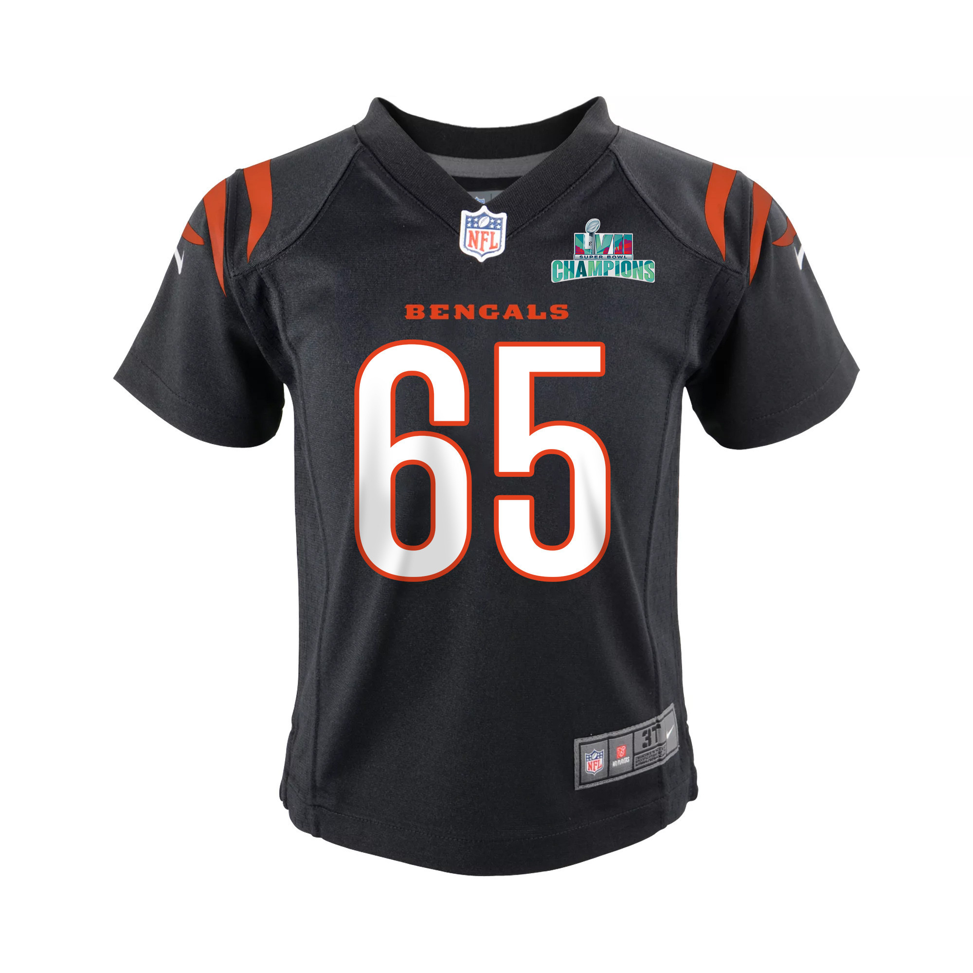 Alex Cappa 65 Cincinnati Bengals Super Bowl LVII Champions Youth Game Stitched Jersey – Black