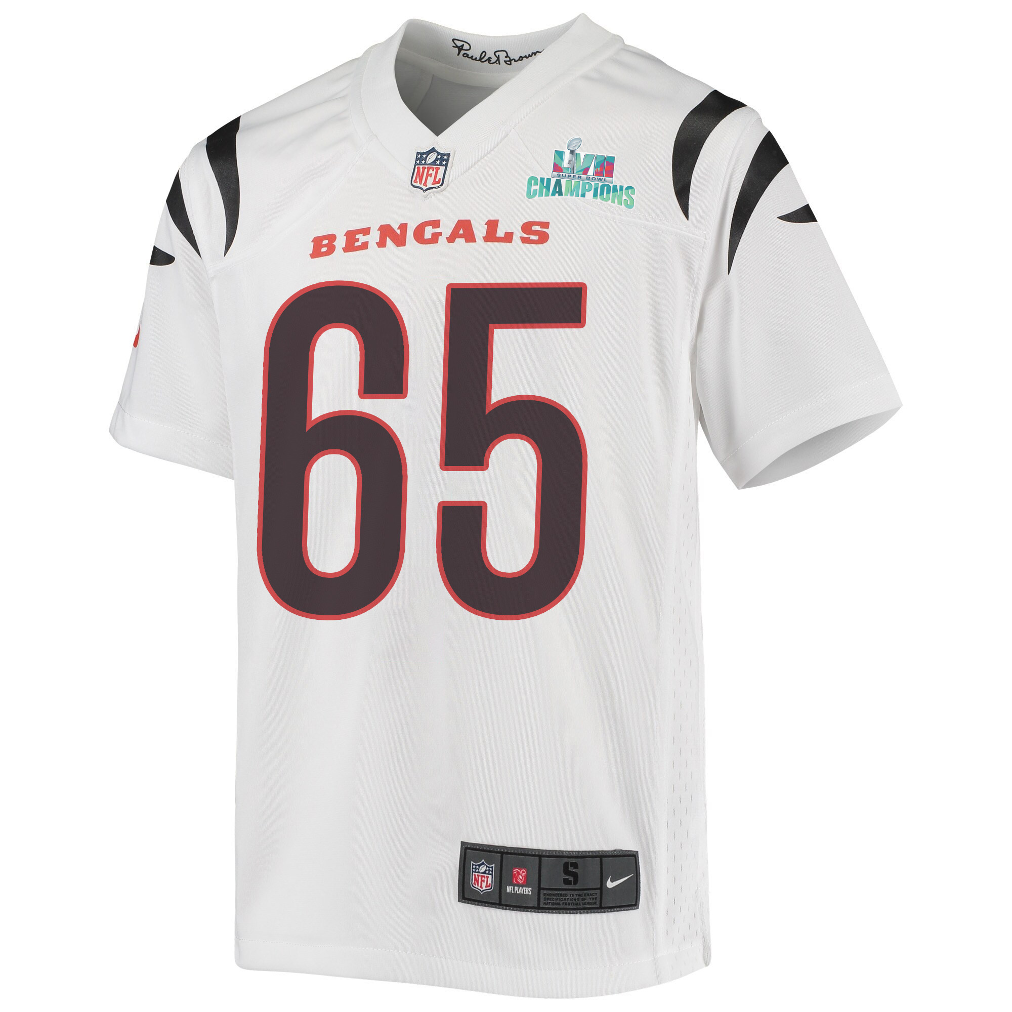 Alex Cappa 65 Cincinnati Bengals Super Bowl LVII Champions Youth Game Stitched Jersey – White