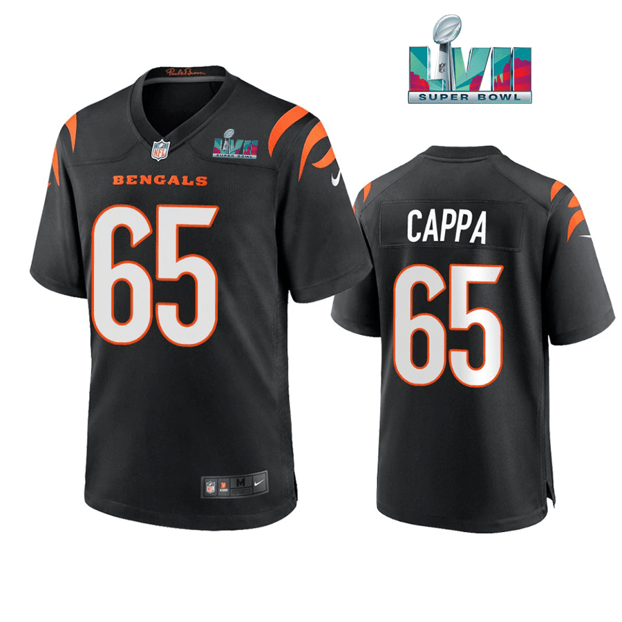 Alex Cappa 65 Cincinnati Bengals Super Bowl LVII Men Game Stitched Jersey- Black