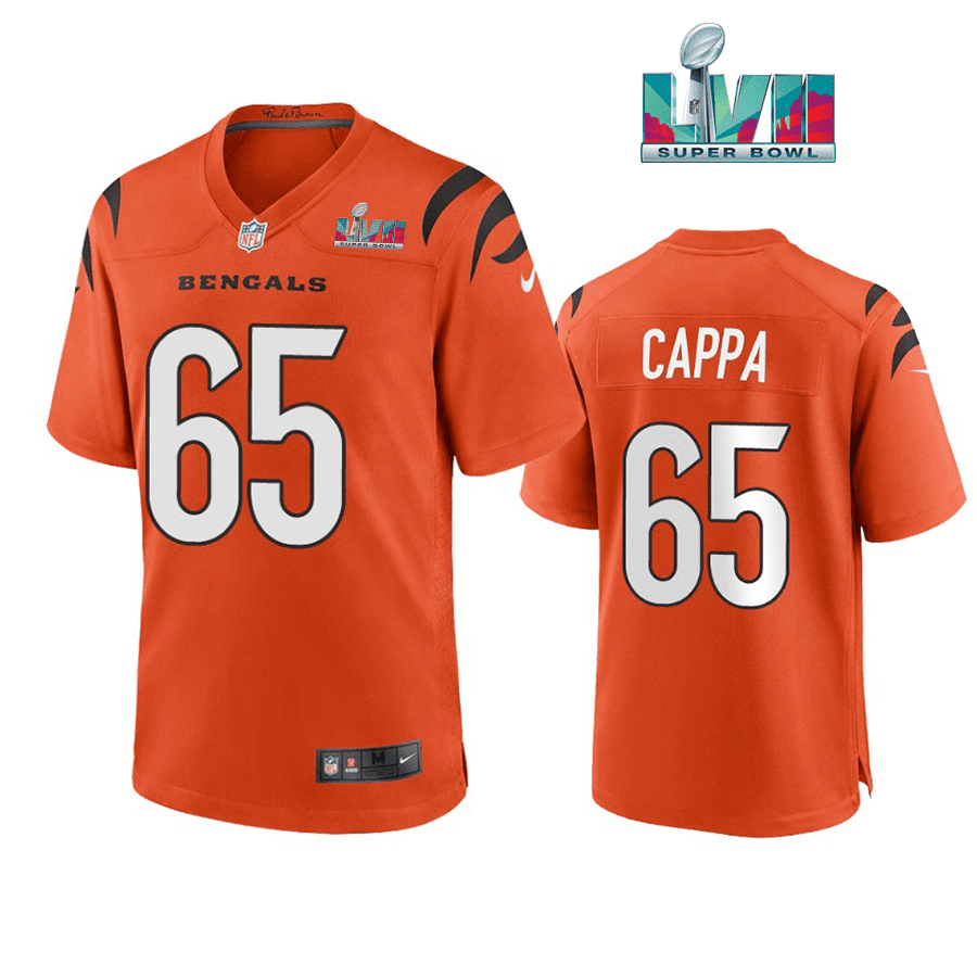 Alex Cappa 65 Cincinnati Bengals Super Bowl LVII Men Game Stitched Jersey- Orange