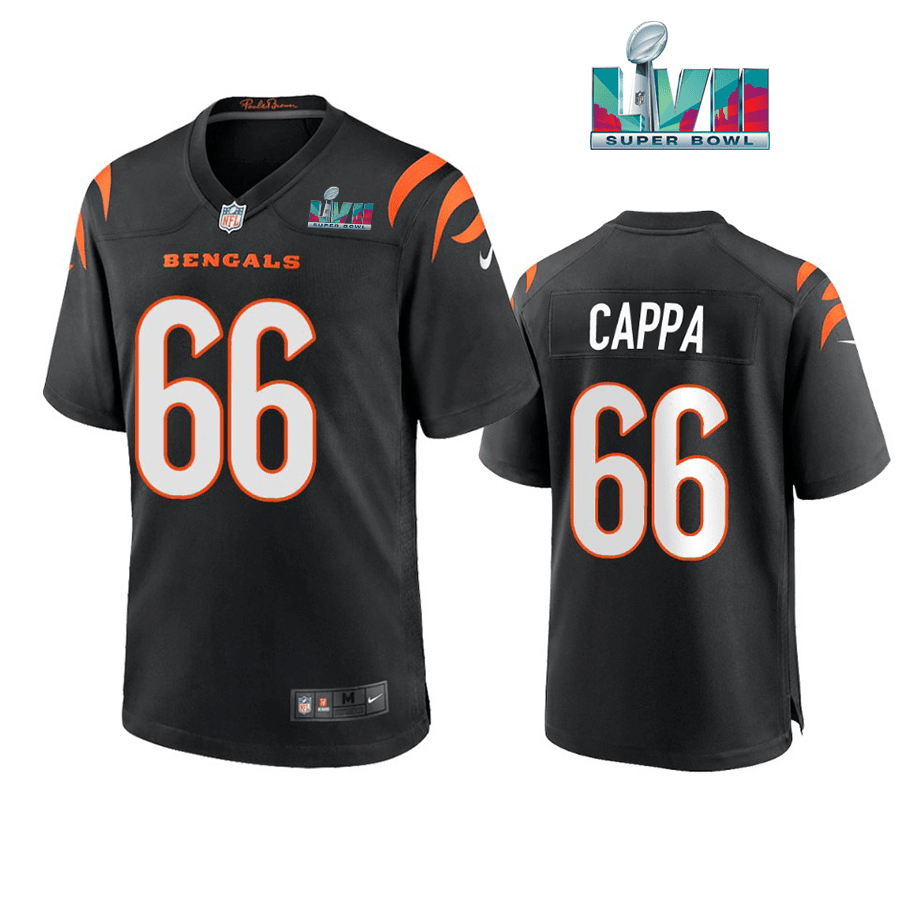 Alex Cappa 66 Cincinnati Bengals Super Bowl LVII Men Game Stitched Jersey- Black