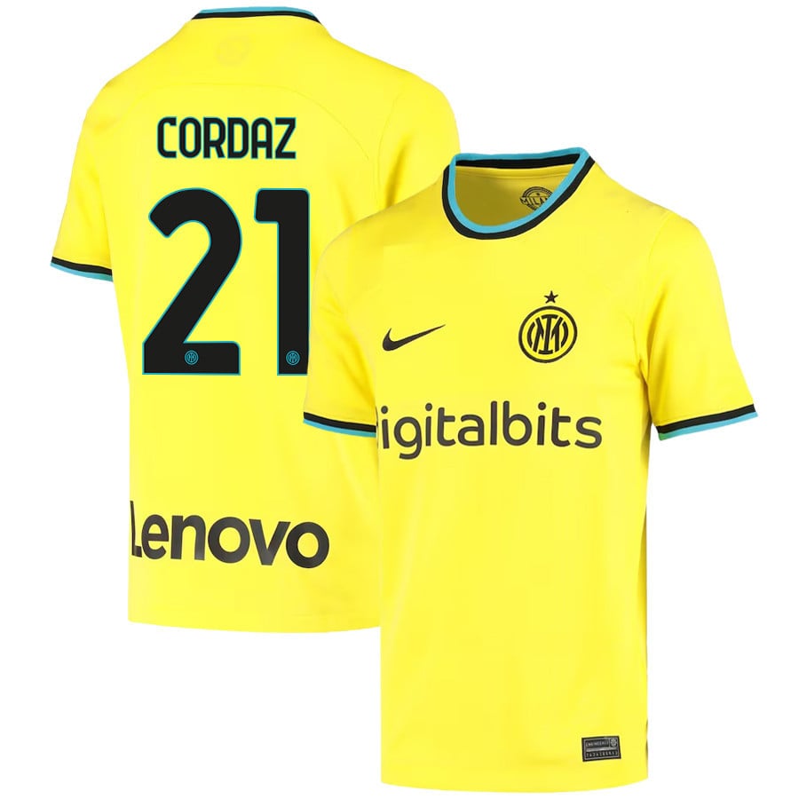 Alex Cordaz 21 Inter Milan 2022/23 Third Jersey – Youth, Yellow