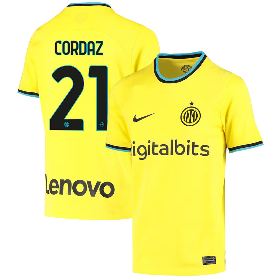 Alex Cordaz 21 Inter Milan 2022/23 Third Soccer Jersey – , Yellow