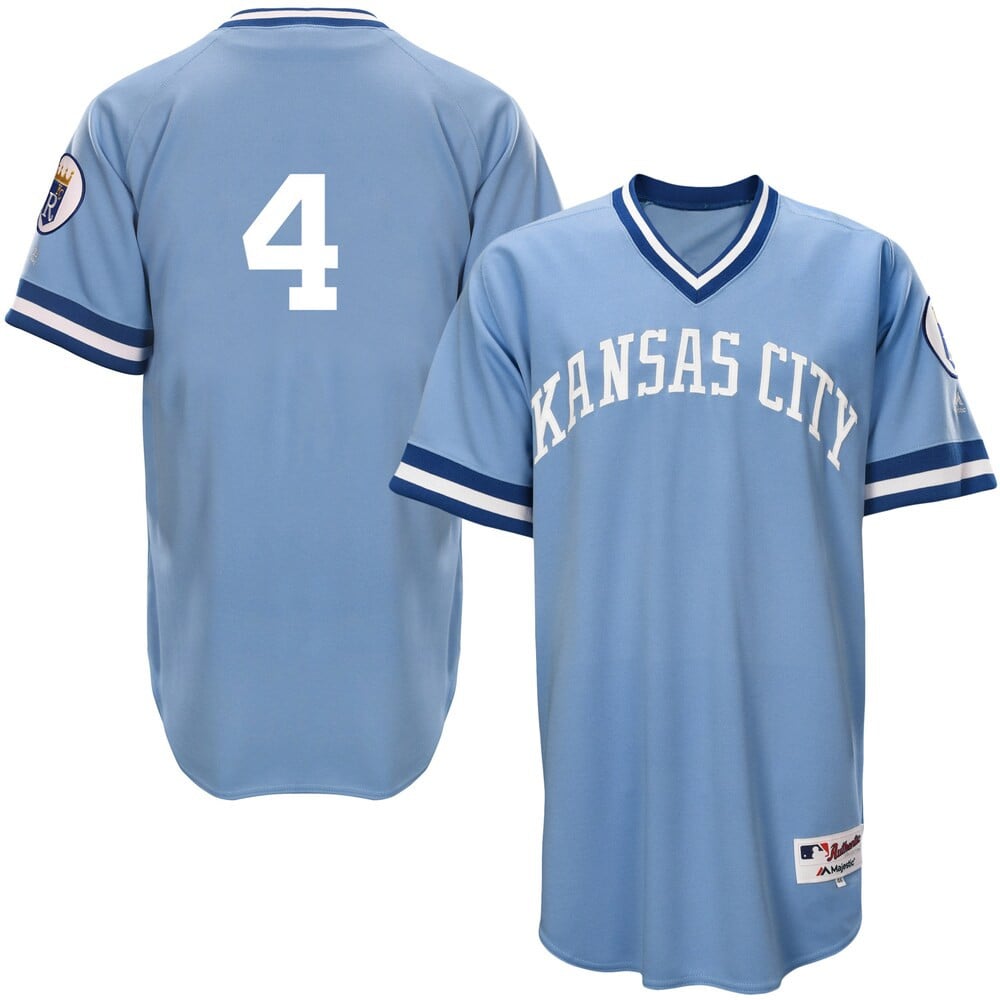 Alex Gordon Kansas City Royals Majestic 1976 Turn Back the Clock Player Stitched Jersey – Light Blue