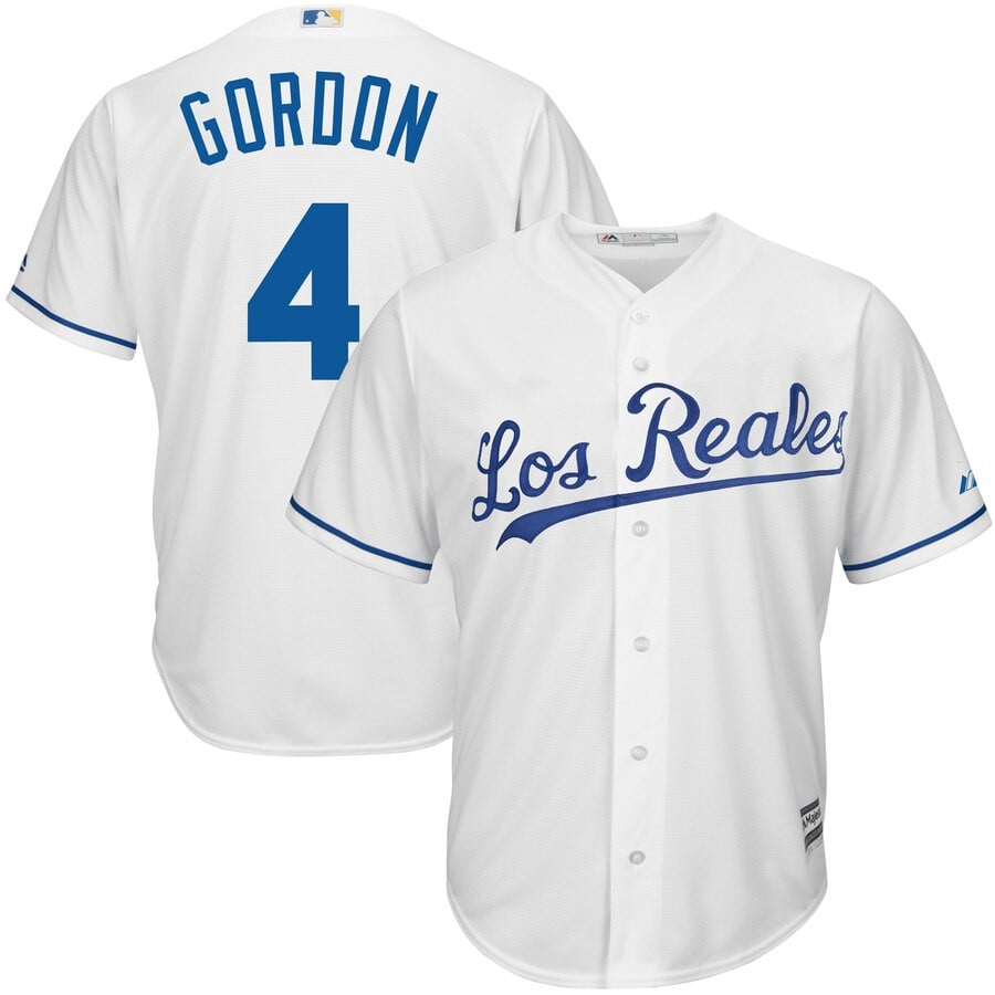 Alex Gordon Kansas City Royals Majestic Los Reales Cool Base Player Stitched Jersey – White