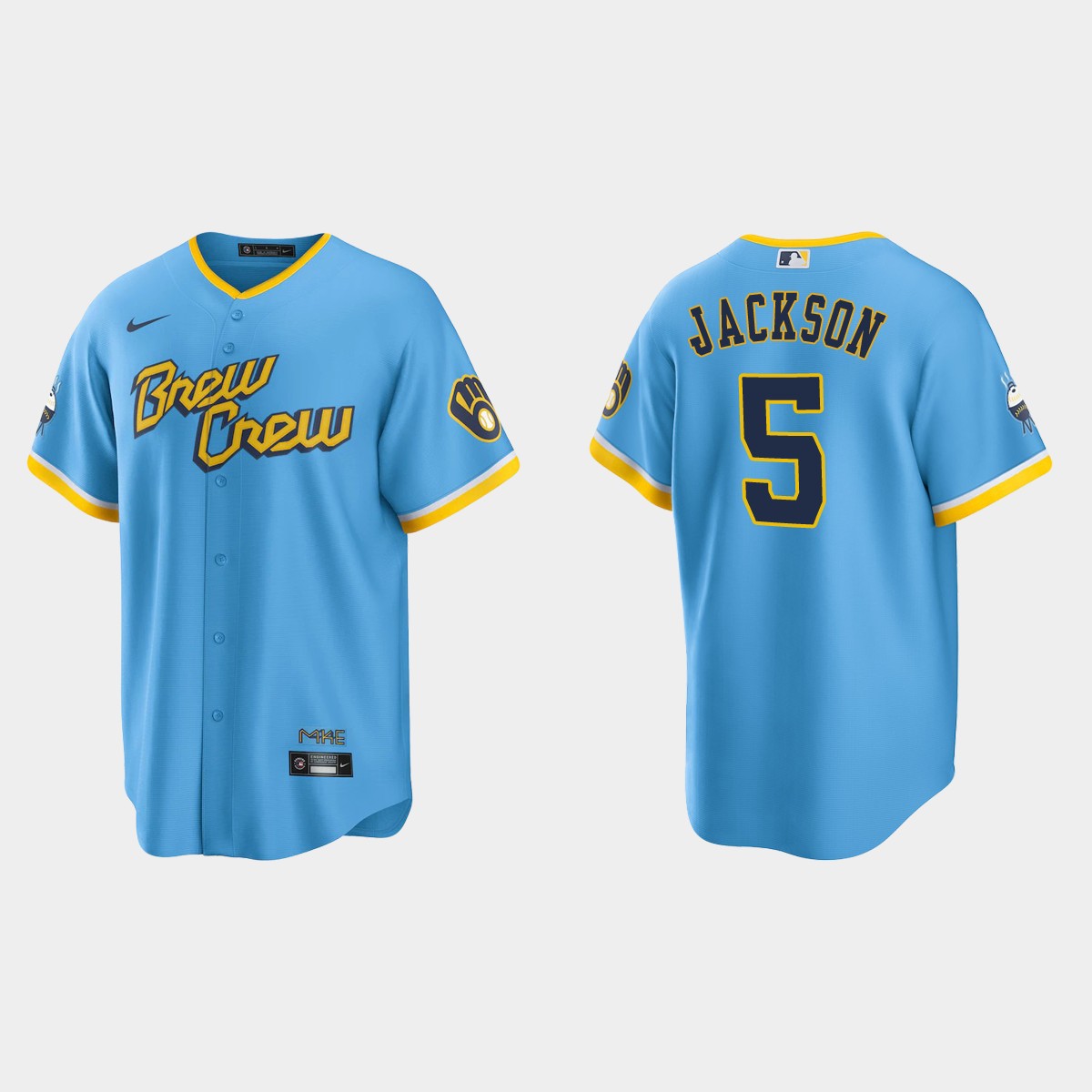Alex Jackson Milwaukee Brewers 2022 City Connect Jersey – Powder Blue