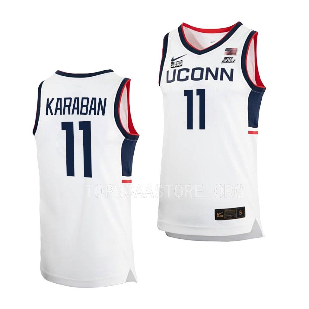 Alex Karaban UConn Huskies #11 White Home Jersey 2022-23