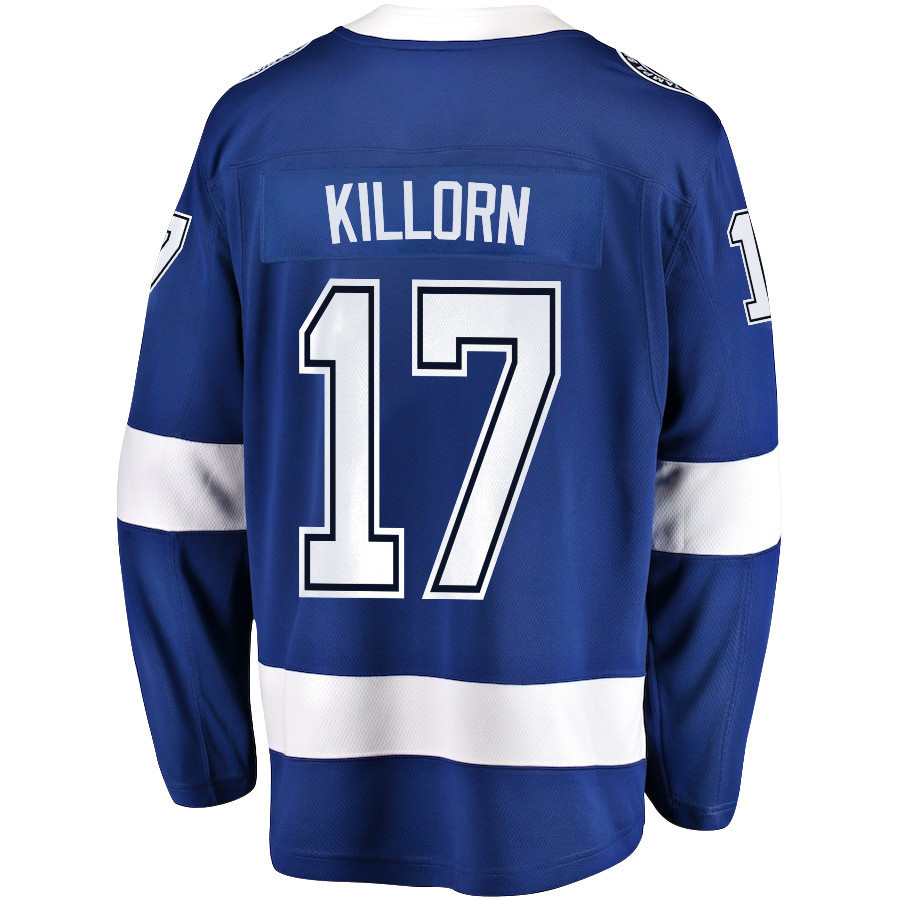 Alex Killorn 17 Tampa Bay Lightning Stanley Cup 2023 Playoffs Patch Home Breakaway Men Stitched Jersey – Blue