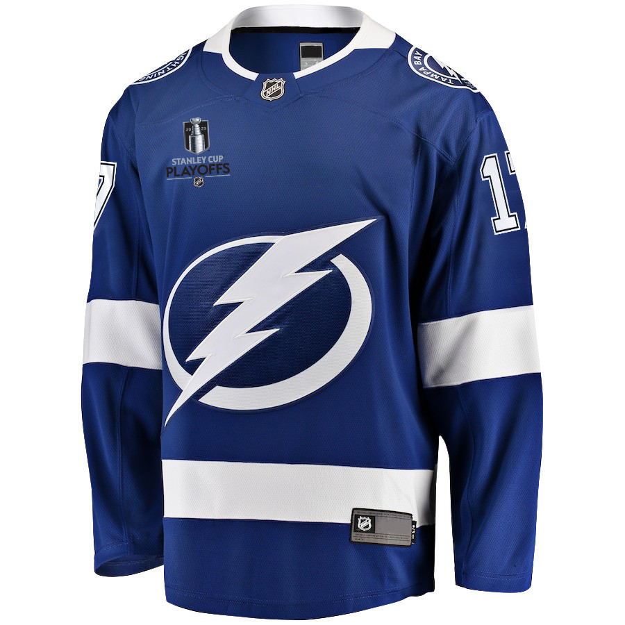 Alex Killorn 17 Tampa Bay Lightning Stanley Cup 2023 Playoffs Patch Home Breakaway Men Stitched Jersey – Blue