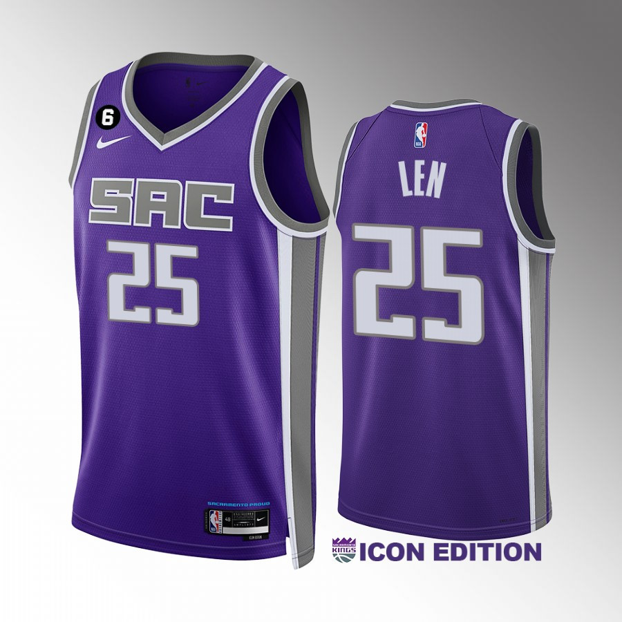 Alex Len 25 Sacramento Kings Purple Icon Edition 2022-23 Unisex Stitched Jersey Swingman