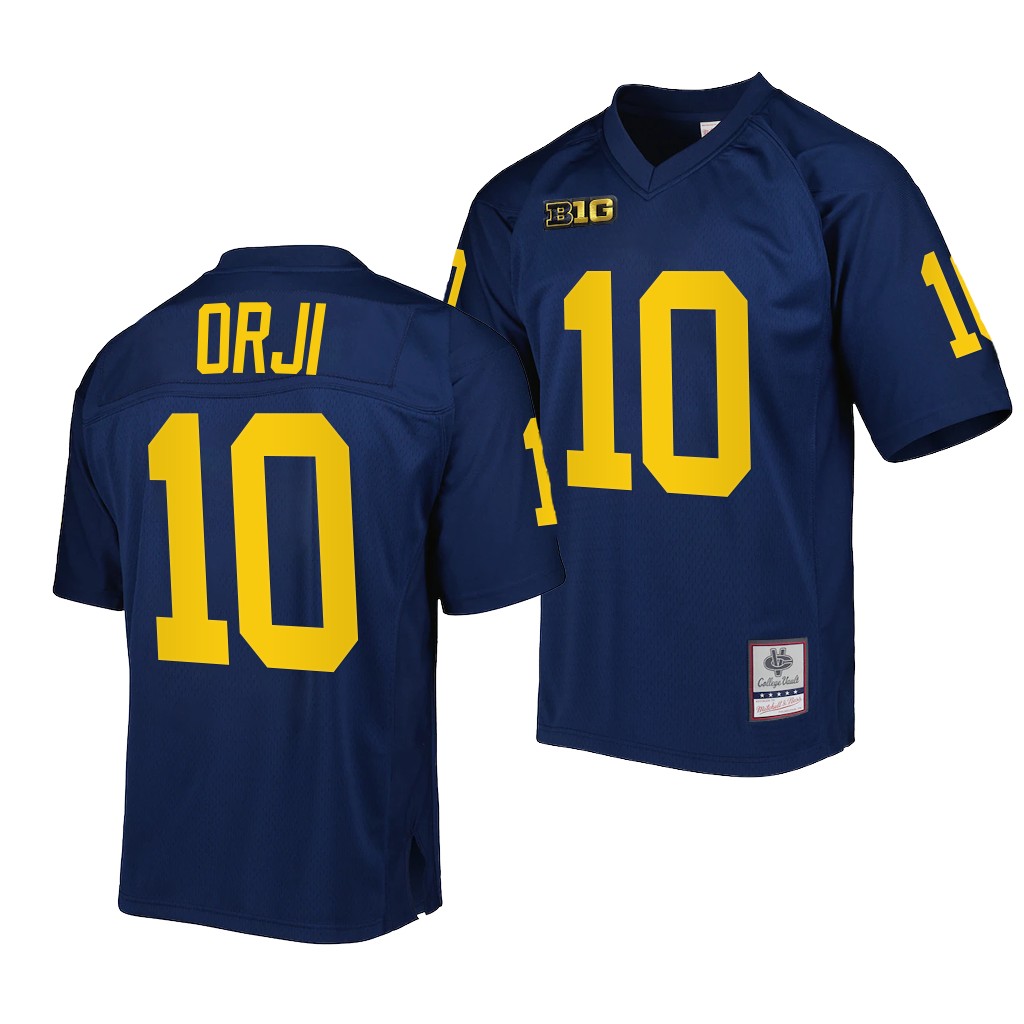 Alex Orji Michigan Wolverines #10 Navy Jersey  Men’s Mitchell Ness Uniform