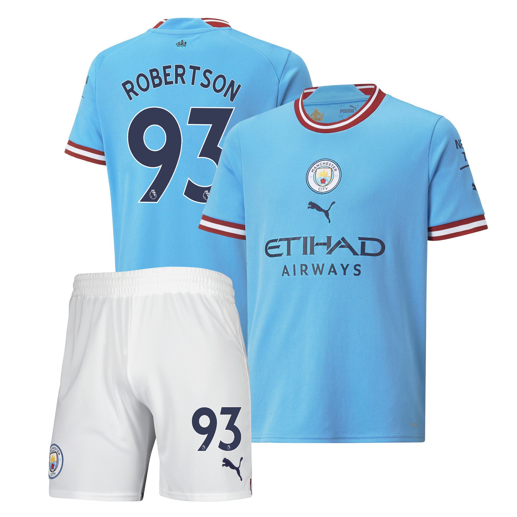 Alex Robertson 93 Manchester City Home Kit 2022-23 Youth Jersey – Sky Blue