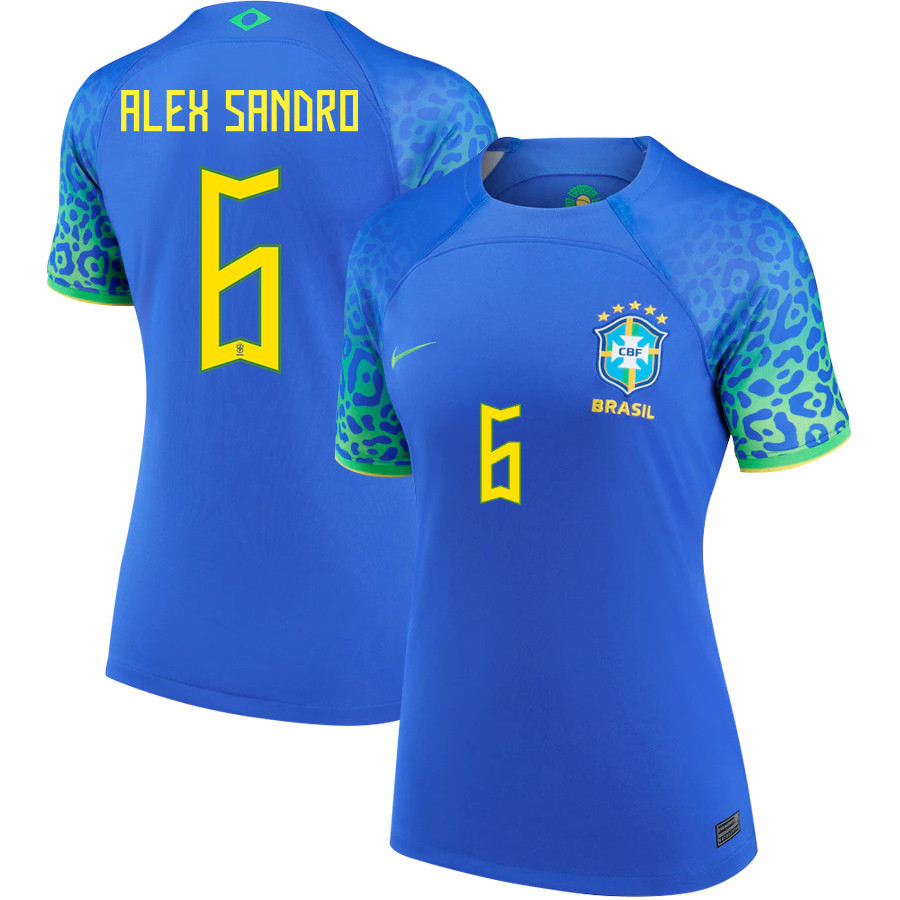 Alex Sandro 6 Brazil National Team 2022-23 Women Away Soccer Jersey