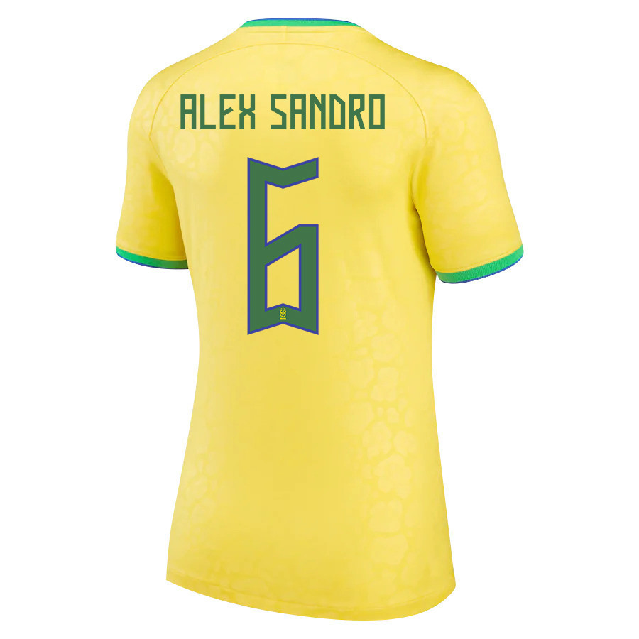 Alex Sandro 6 Brazil National Team 2022-23 Women Home Soccer Jersey