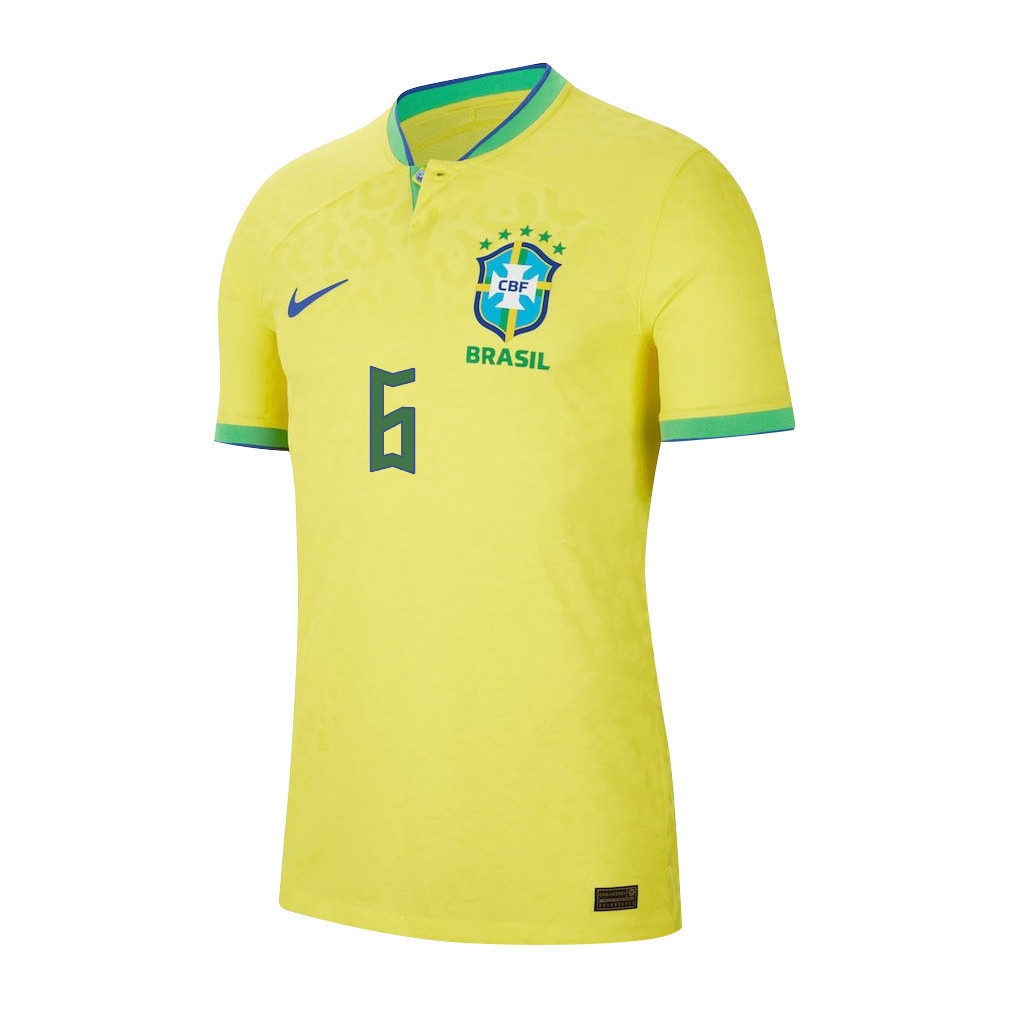 Alex Sandro 6 Brazil National Team FIFA World Cup Qatar 2022 Patch Men Home Yellow Soccer Jersey