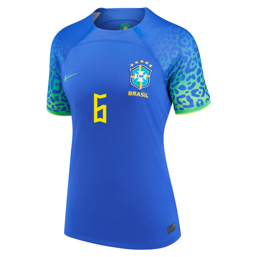 Alex Sandro 6 Women Brazil National Team FIFA World Cup Qatar 2022 Patch Away Soccer Jersey