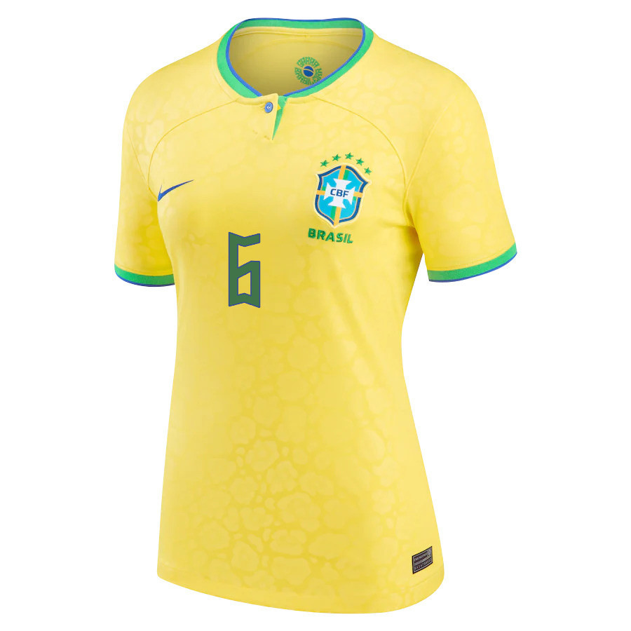 Alex Sandro 6 Women Brazil National Team FIFA World Cup Qatar 2022 Patch Home Soccer Jersey