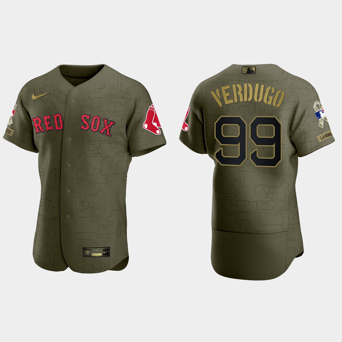 Alex Verdugo Boston Red Sox 2021 Salute to Service Digital Camo Jersey - Green