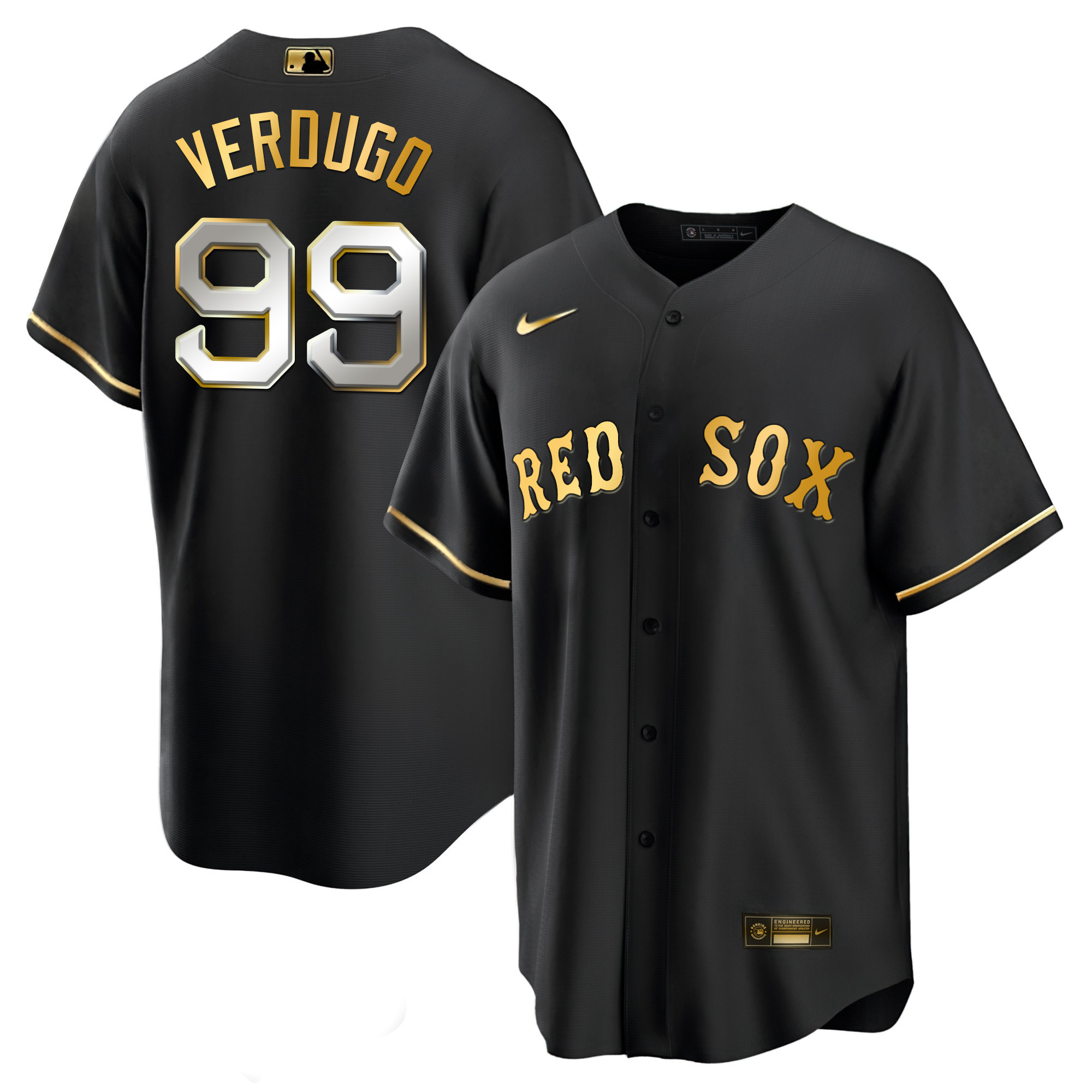 Alex Verdugo Men's Boston Red Sox Black Limited & Gold Cool Limited Jersey - All Stitched