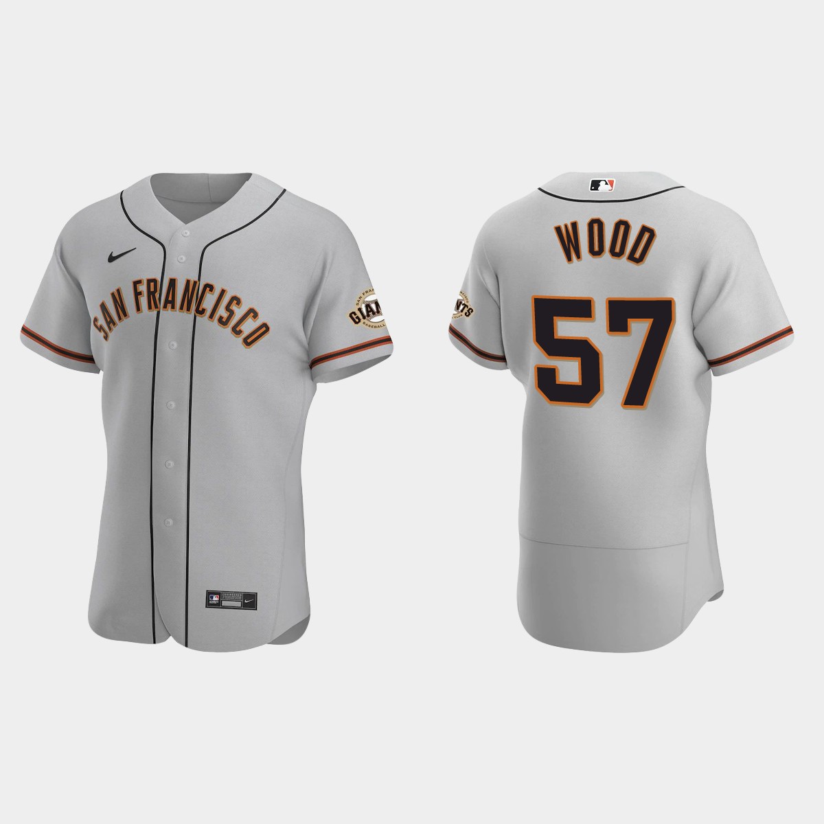 Alex Wood #57 San Francisco Giants Road Jersey – Gray