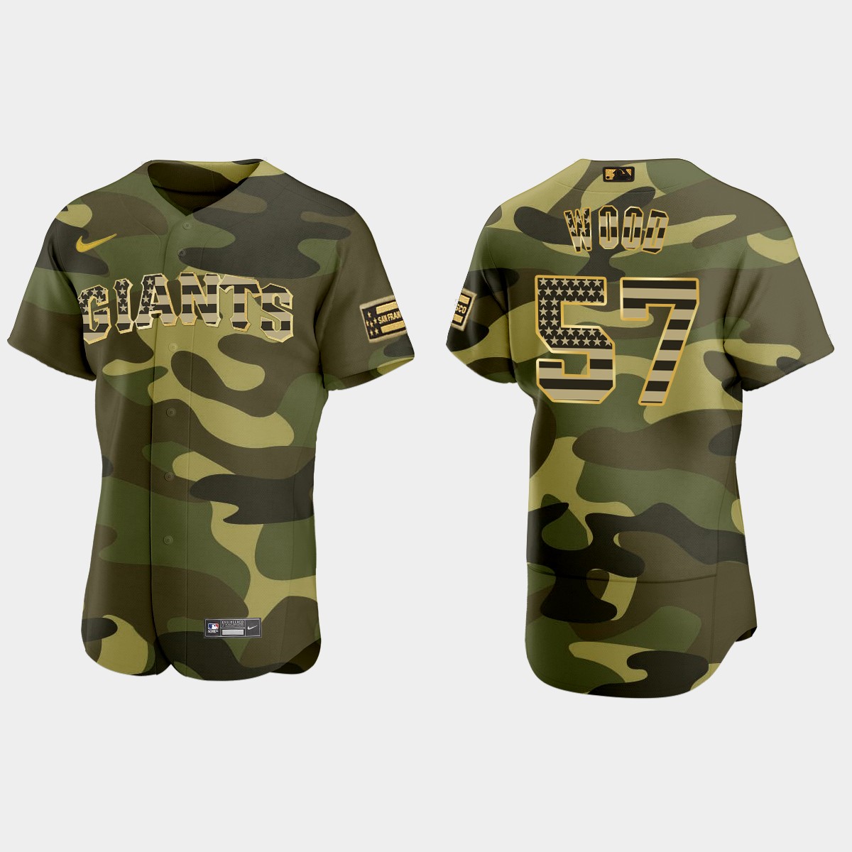 Alex Wood San Francisco Giants 2022 Armed Forces Day Jersey – Camo