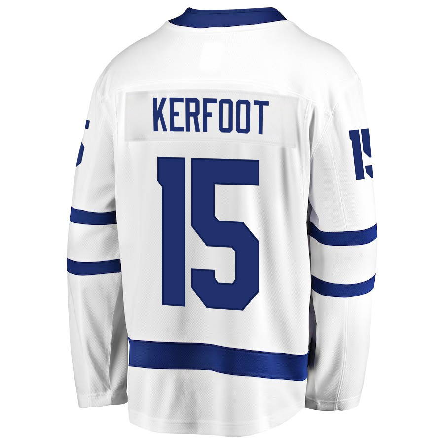 Alexander Kerfoot 15 Toronto Maple Leafs Stanley Cup 2023 Playoffs Patch Away Breakaway Men Stitched Jersey – White
