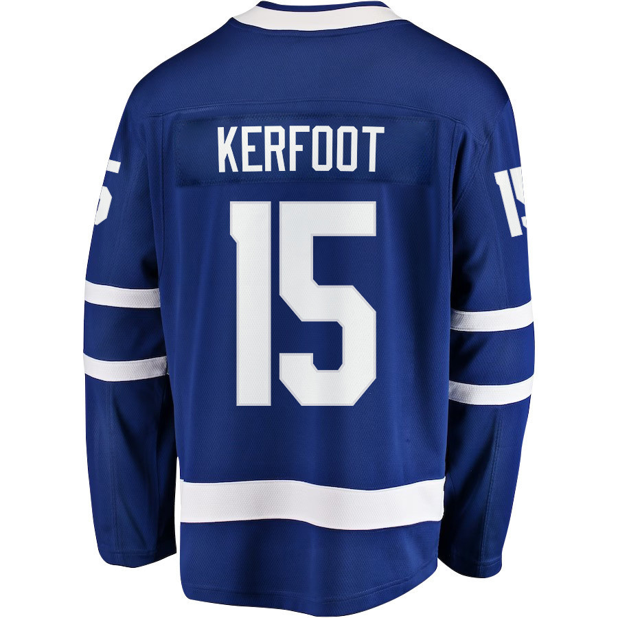 Alexander Kerfoot 15 Toronto Maple Leafs Stanley Cup 2023 Playoffs Patch Home Breakaway Men Stitched Jersey – Blue