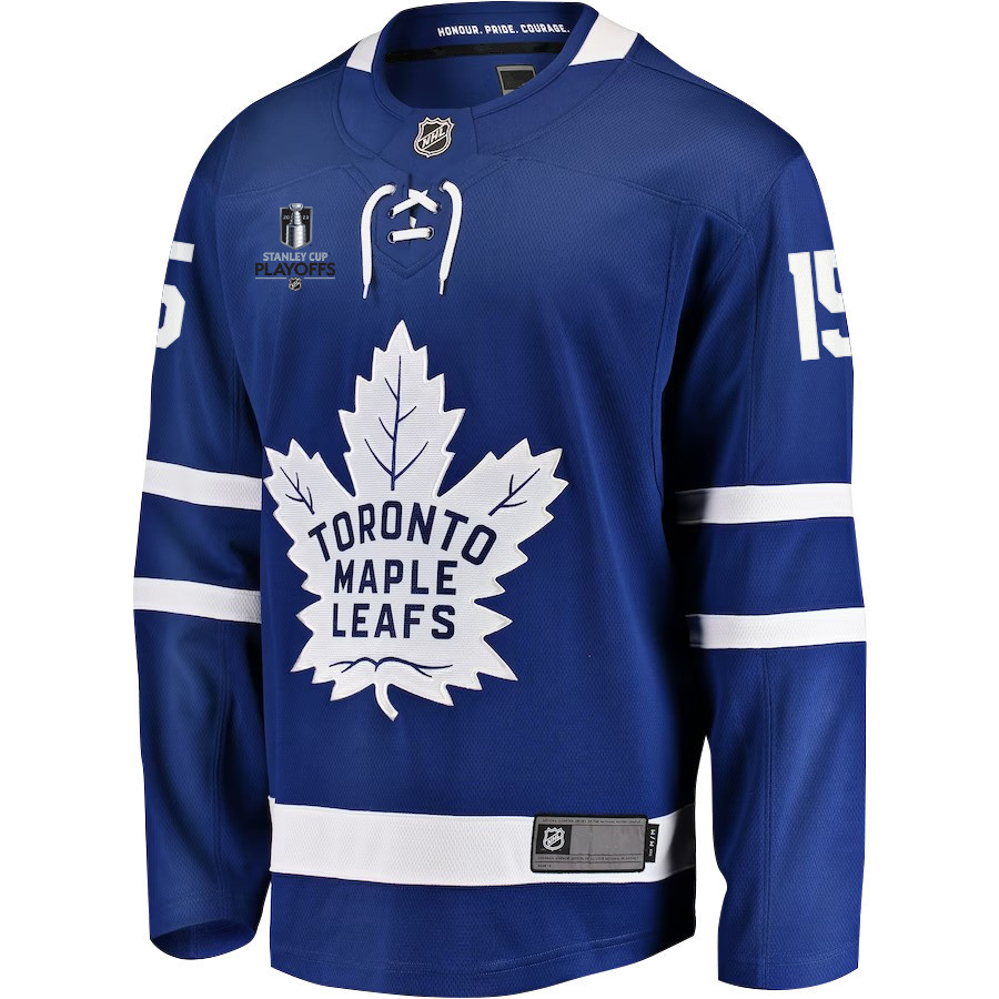Alexander Kerfoot 15 Toronto Maple Leafs Stanley Cup 2023 Playoffs Patch Home Breakaway Men Stitched Jersey – Blue