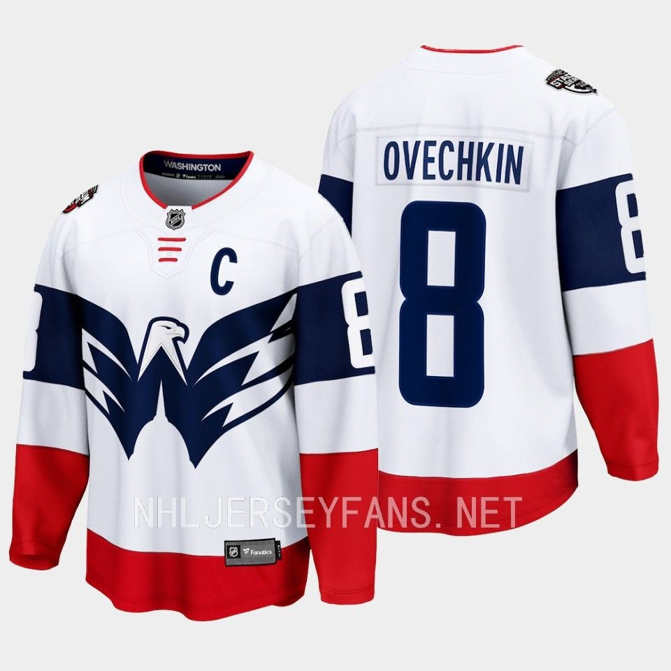 Alexander Ovechkin 8 Washington Capitals 2023 Stitched Jersey Stadium White Primegreen