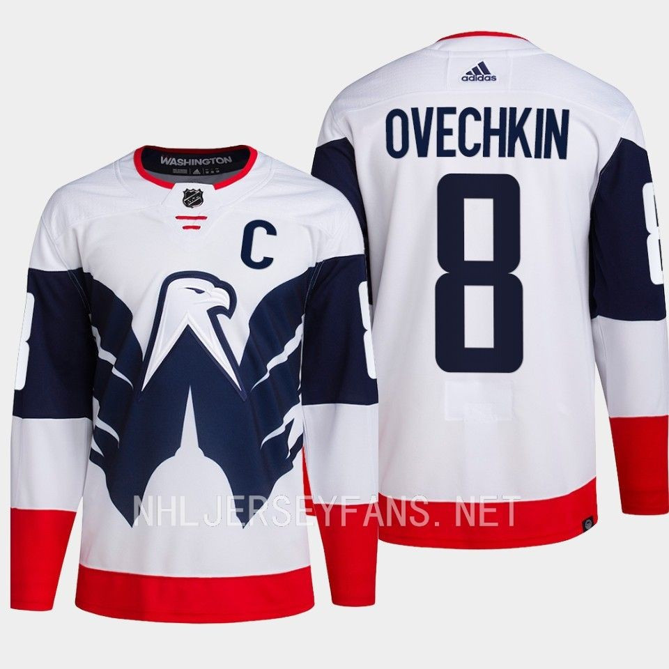 Alexander Ovechkin 8 Washington Capitals 2023 Stitched Jersey Stadium White Primegreen