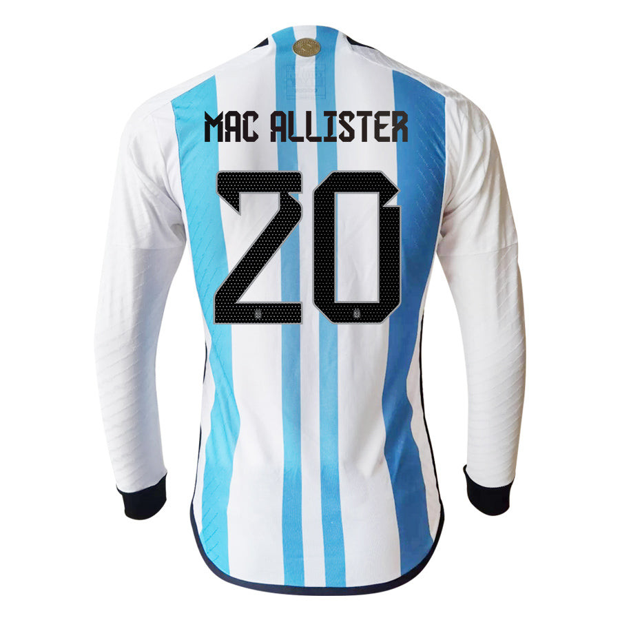 Alexis Mac Allister 20 Argentina 2022-23 Men Home Long Sleeve Soccer Jersey National Team