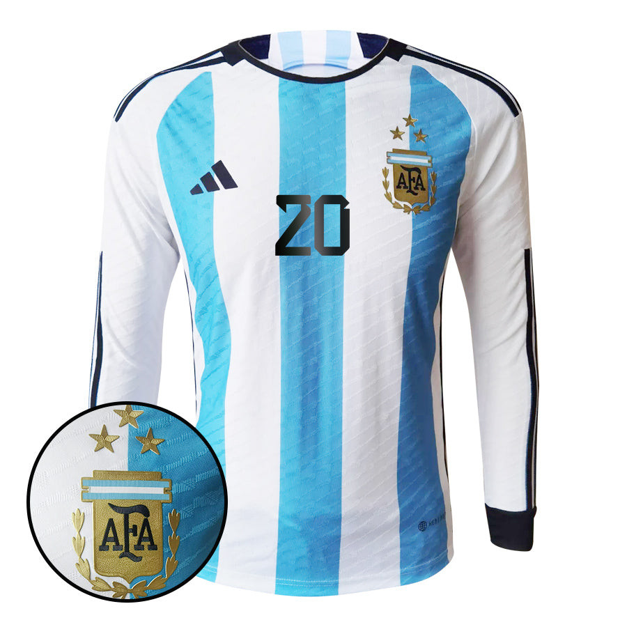 Alexis Mac Allister 20 Argentina 2022-23 Men Home Long Sleeve Soccer Jersey National Team