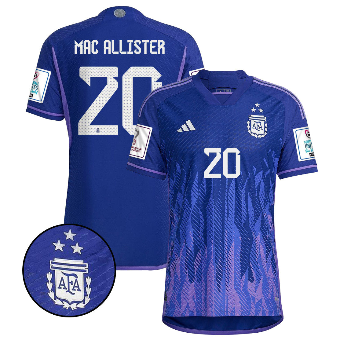 Alexis Mac Allister 20 Argentina Men Away World Cup Patch Fan Version Player Version Soccer Jersey