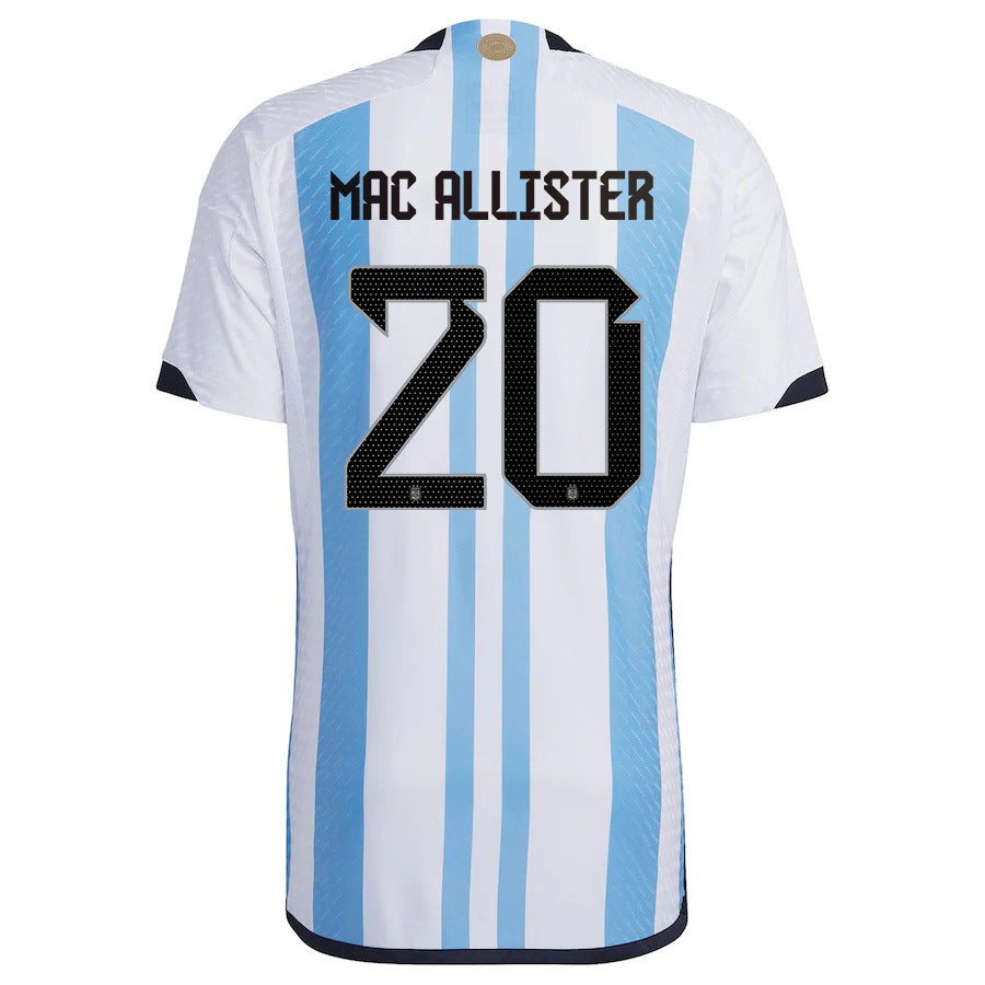 Alexis Mac Allister 20 Argentina Men Home World Cup Patch Fan Version Player Version Soccer Jersey