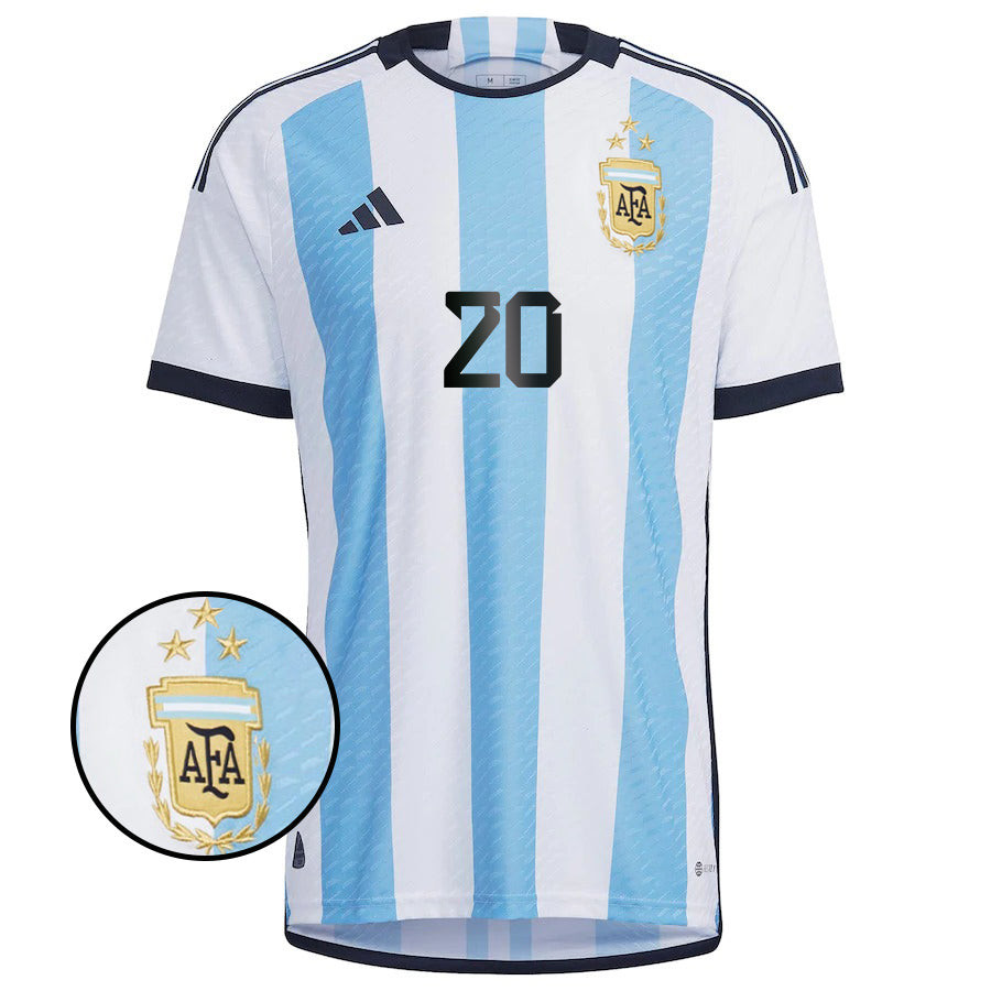 Alexis Mac Allister 20 Argentina Men Home World Cup Patch Fan Version Player Version Soccer Jersey