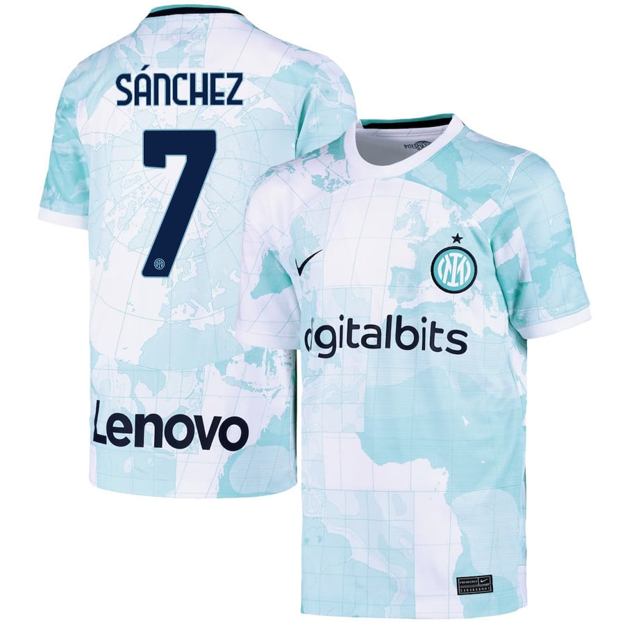 Alexis Sánchez 7 Inter Milan 2022/23 Away Jersey – Youth, Light Green