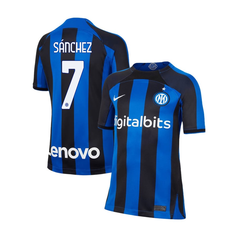 Alexis Sánchez 7 Inter Milan 2022/23 Home Jersey – Youth, Black/Blue