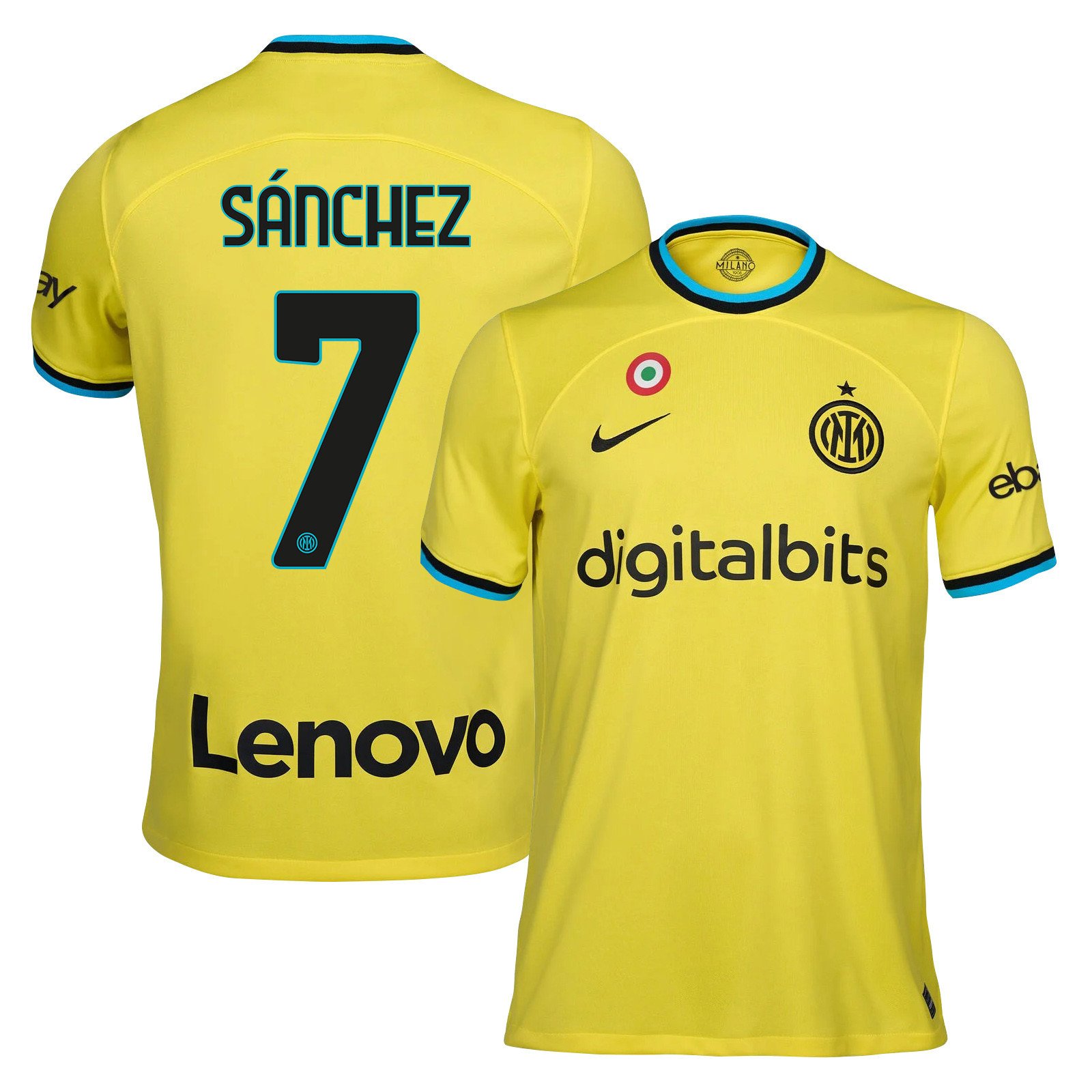Alexis Sánchez 7 Inter Milan 2022/23 Third Men Jersey – Yellow