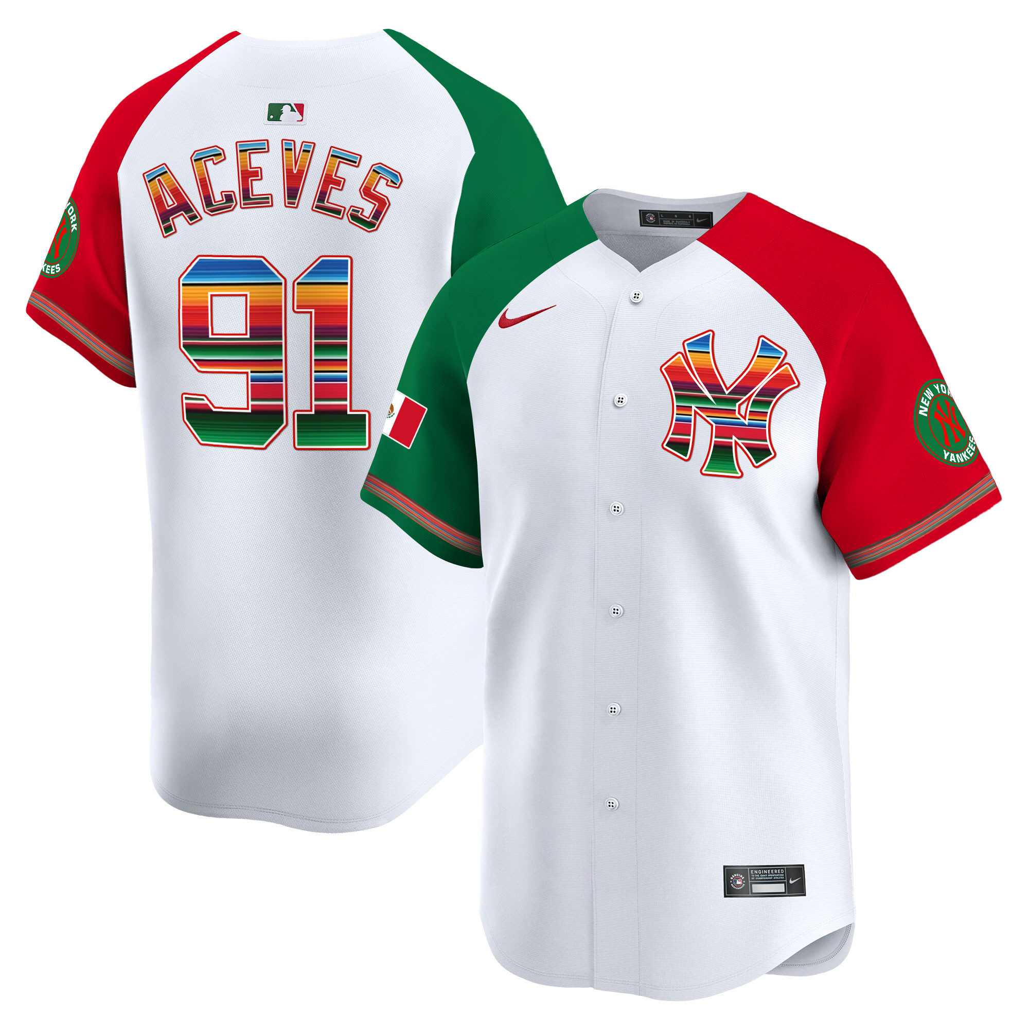 Alfredo Aceves Men's New York Yankees Mexico Vapor Premier Limited Alternate Jersey - All Stitched